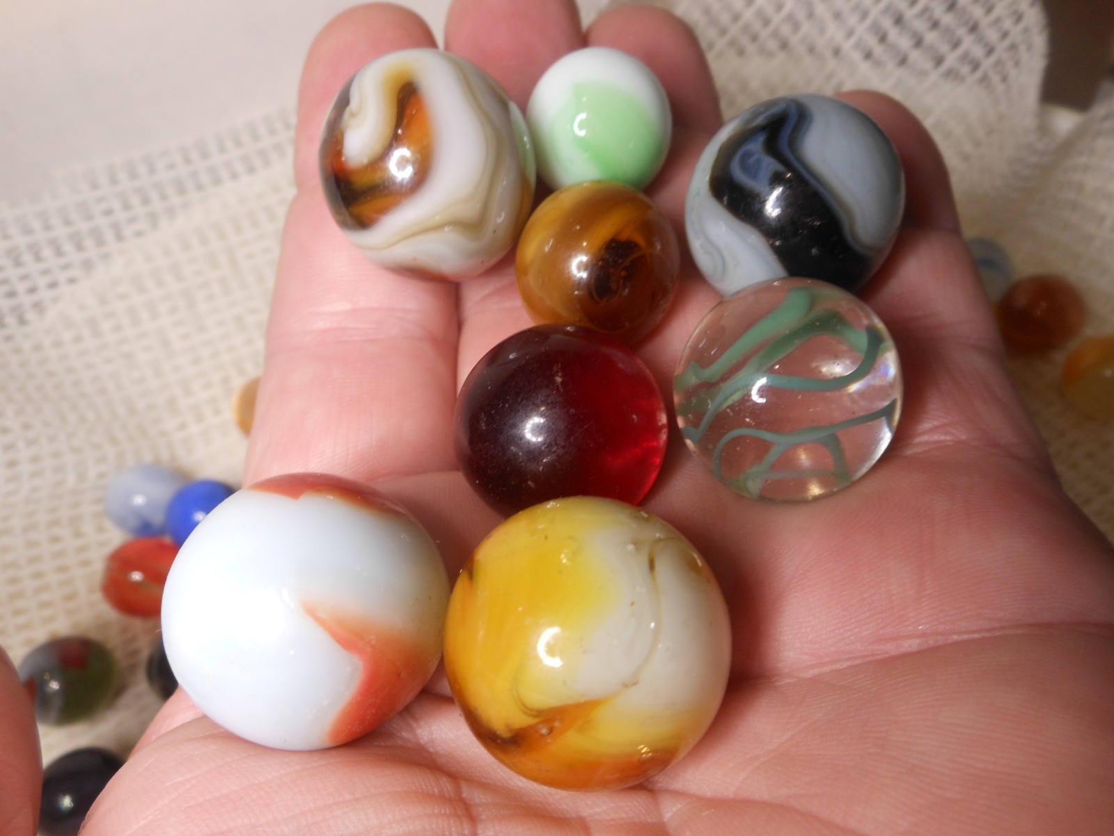 69 Variety Vintage Marbles Collectible Size Make Color Swirl Mix rare SEE VIDEO
