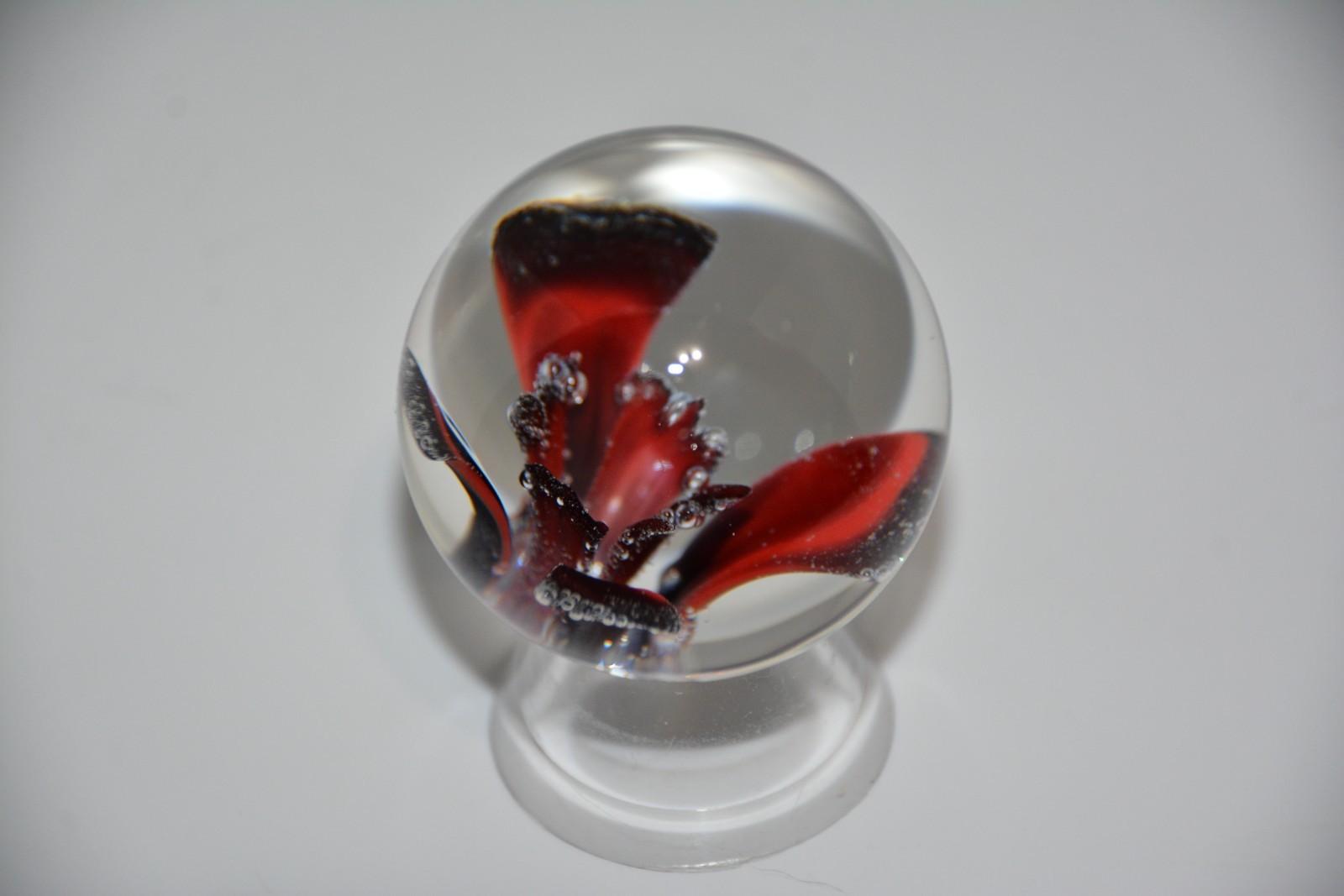 Contemporary art glass handmade borosilicate “flower” marble 1.654 inches tall