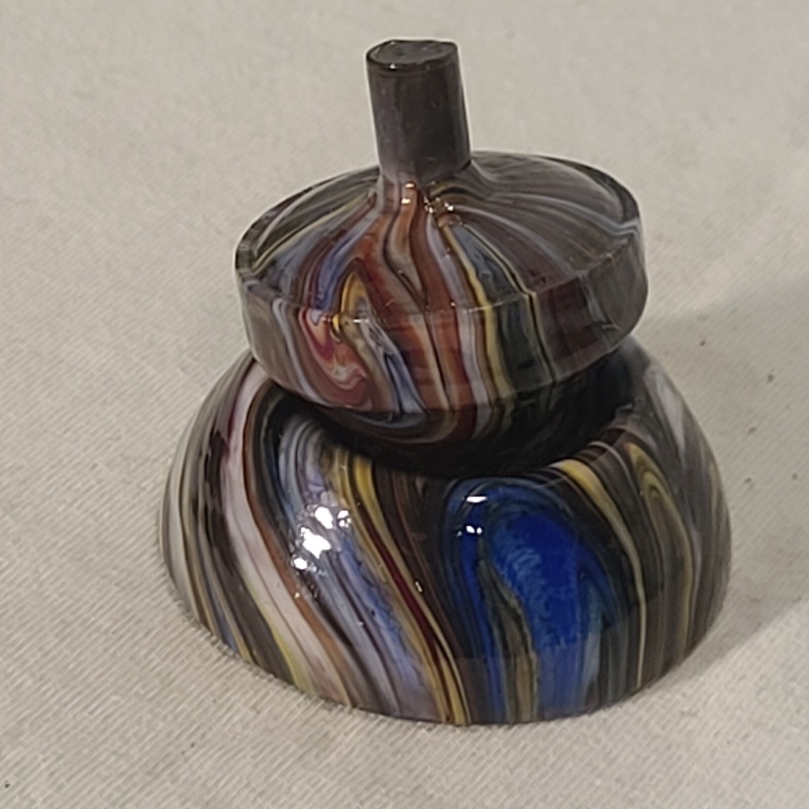 ANDY DAVIS, Glass Art Spinning Top & Base, Megans Run (?), #339J