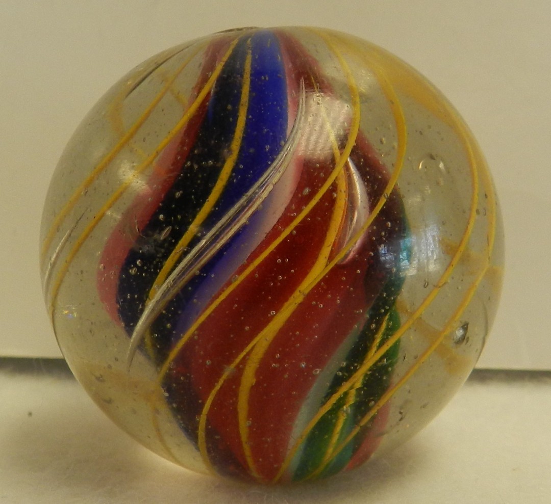#20713m Huge 1.73 Inches Vintage German Handmade Solid Core Swirl Marble NM