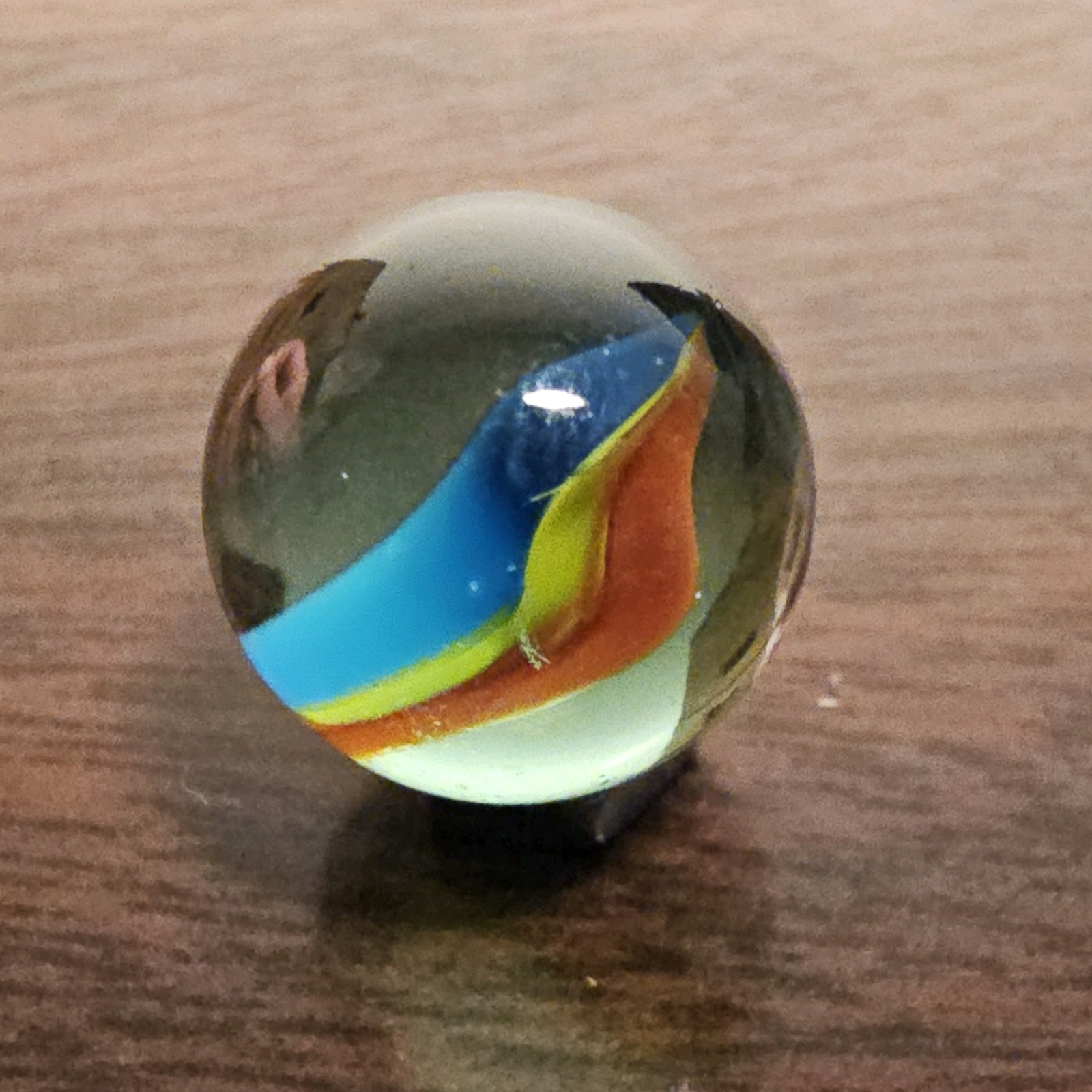 Vintage Blue Yellow Red Tri-color Banana .625 Dark Coke Glass Marble