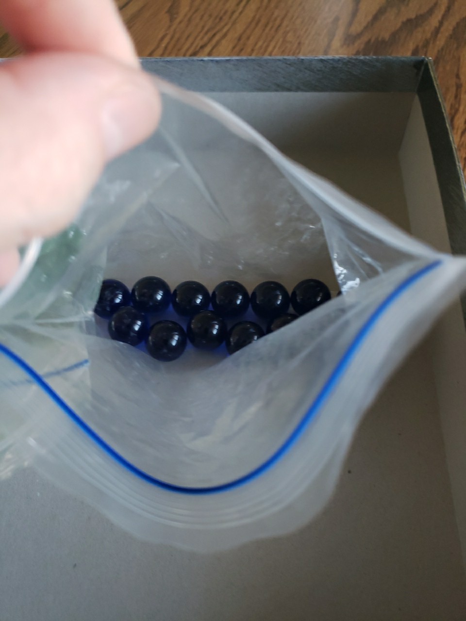 Lot Of 40 Glass Marbles 27 Small Light Green And 13 Medium Dark Purple VGC