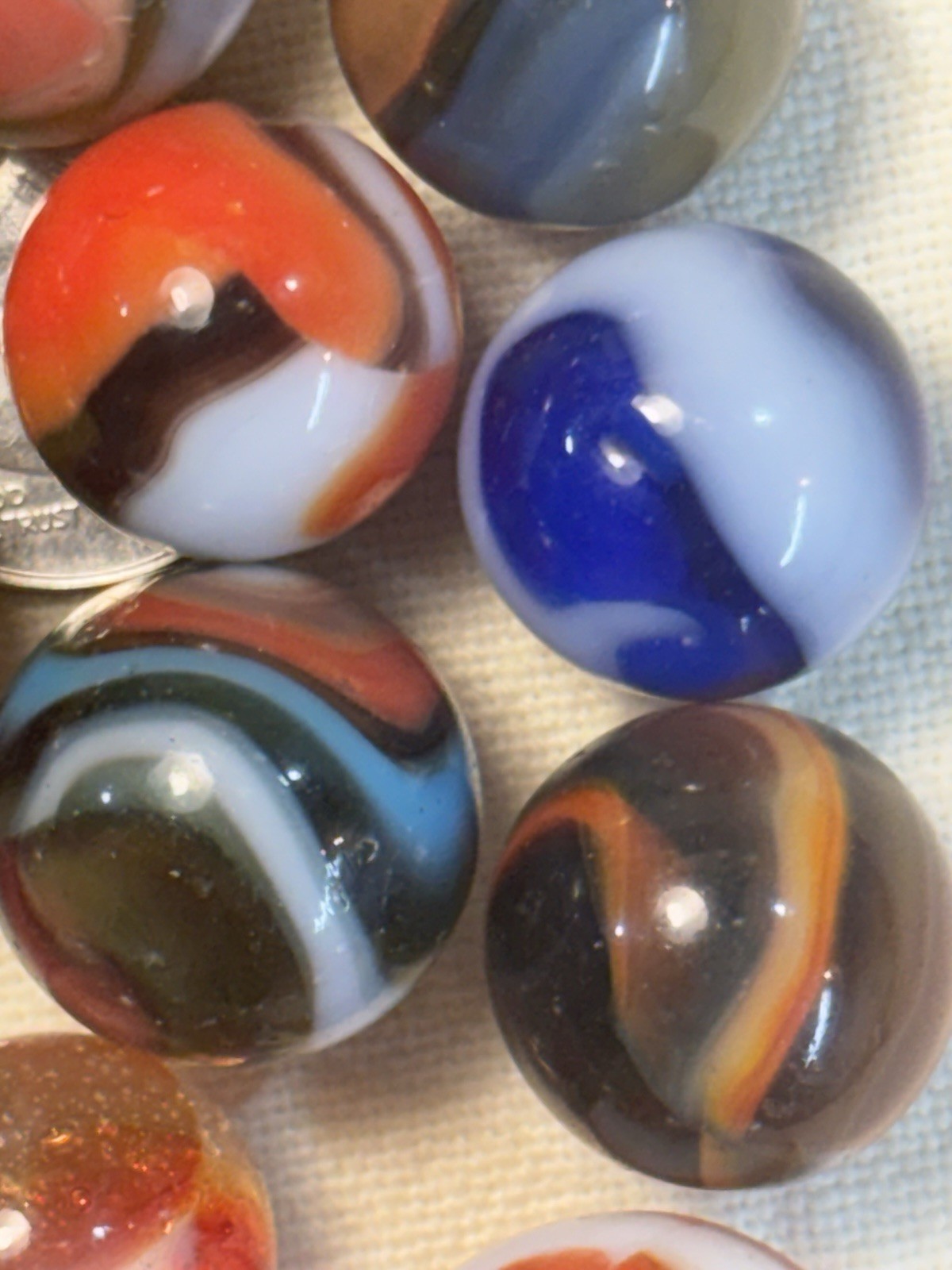 Peltier, Vitro, Marble King, West Virginia, Lot Of 33 Vintage Glass Marbles