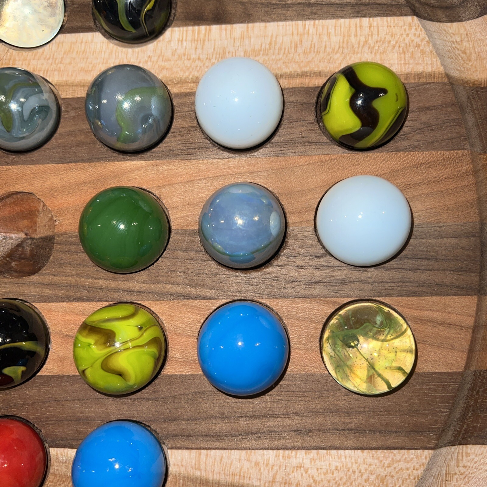 Dual Solid Wood Board Marble Solitaire And Chinese Checkers (sm And Lg Marbles)
