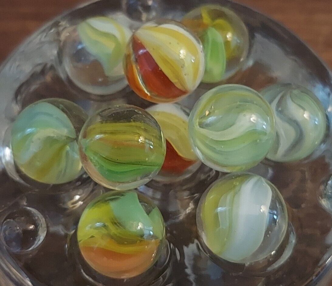Lot 10 VTG UV Reactive Marbles Cadmium Uranium Cats Eye SMALL SIZE Unique!