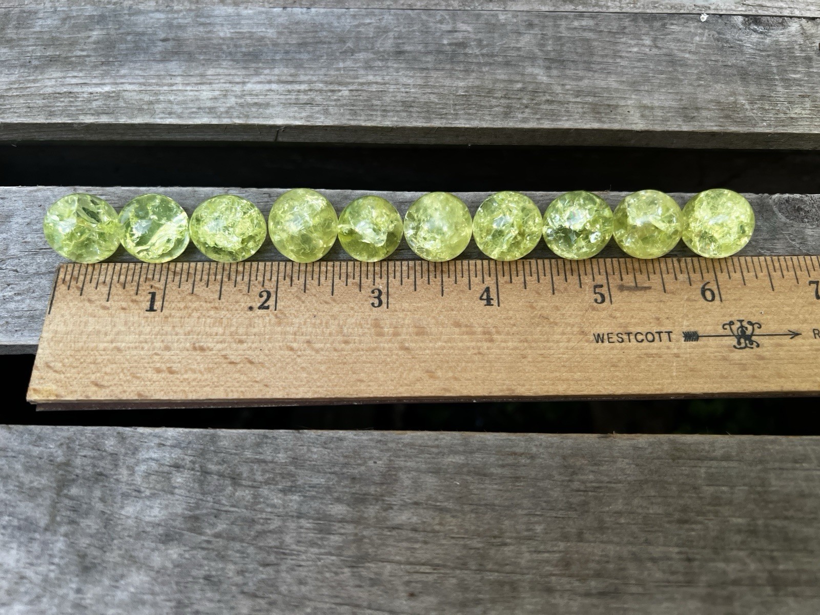 VTG Vaseline Uranium Fried Crackle Glass 1/4” Marbles UV Glow Peewee Lot Of 10