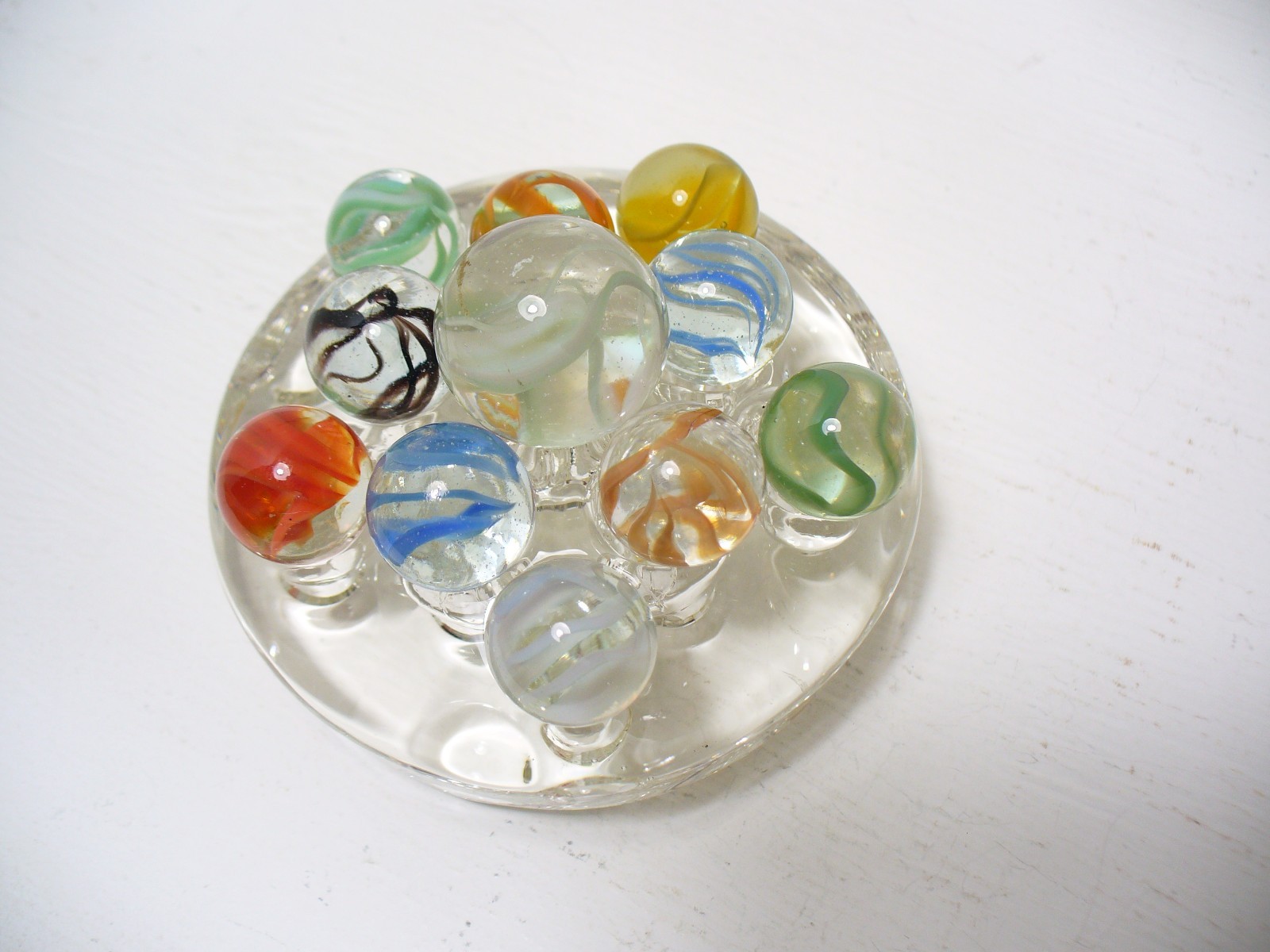#971 Vintage Vitro Agate Cats Eye Marbles 11 pcs. 1 shooter and 10 regular