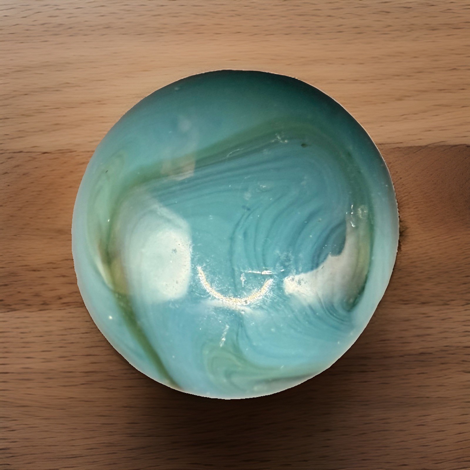 Blue Green White Swirl Glass Machine Made Toy Marble Approx. 0.93 in Diameter