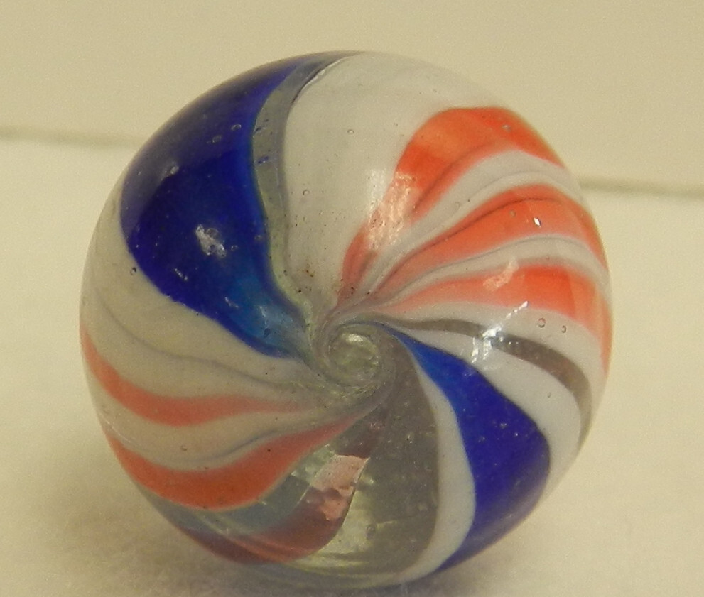 #17207m .75 Inches Vintage German Handmade Peppermint Swirl Marble