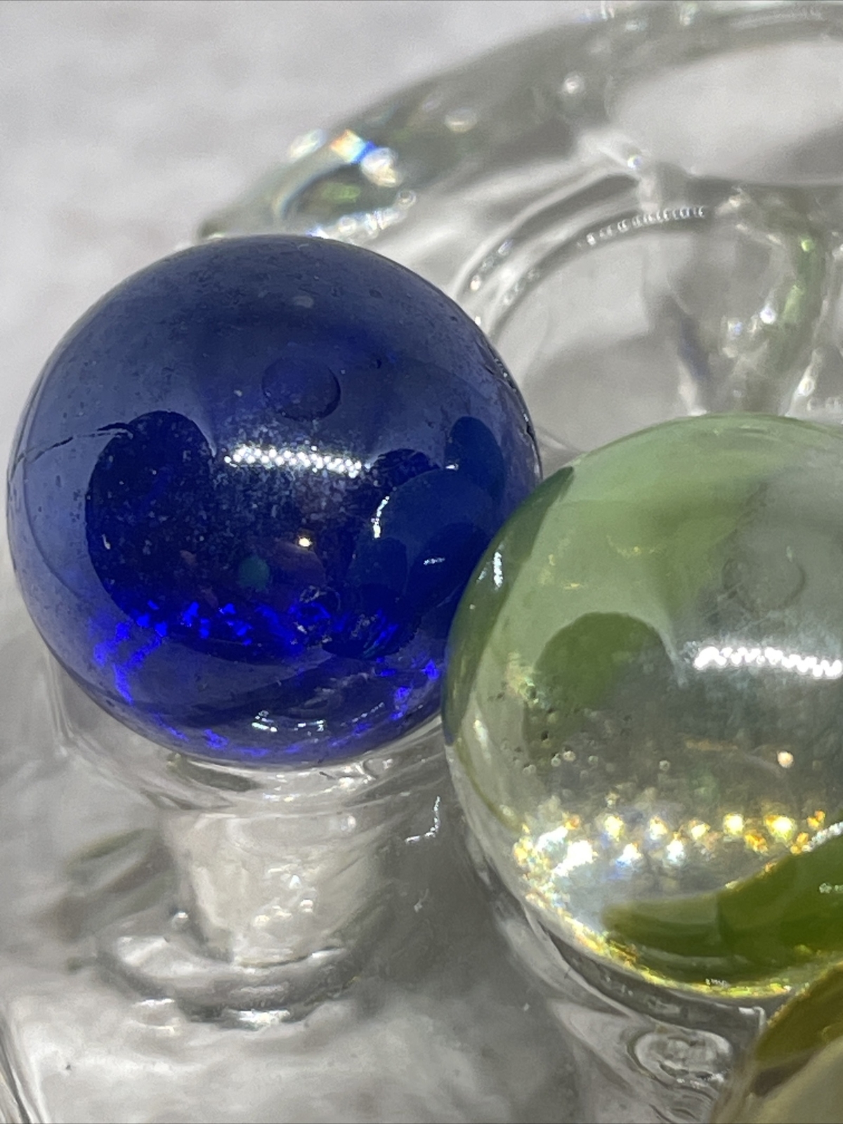 Marble Lot of 7 Vintage Glass Marbles Clear Glass Colors