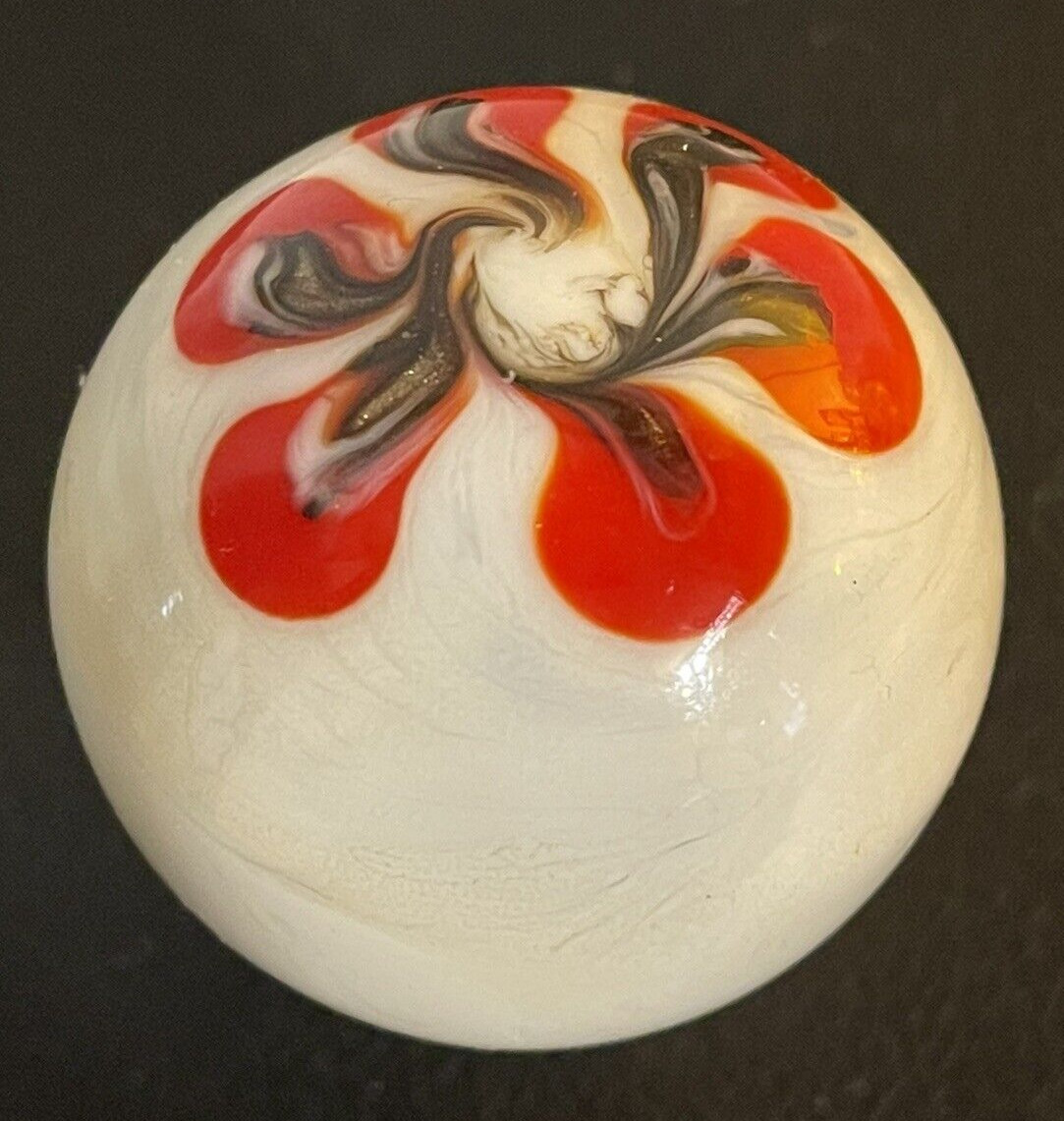 Handmade Gold Lutz Flower Swirl Marble Toe Breaker Massive Huge Nearly 2 Inches