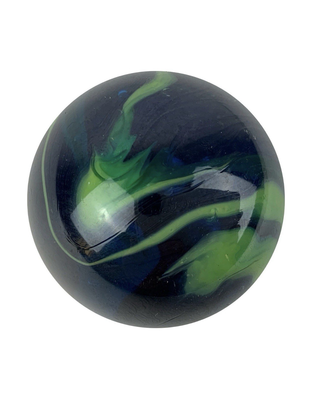 TOE BREAKER 50mm (2″) SEA TURTLE clear Blue/Green Marbles glass ball HUGE Swirl