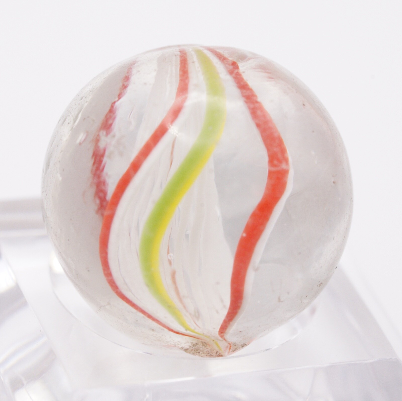 Vintage German Ribbon Core Blue Green White Red Yellow Marble 16mm Estate