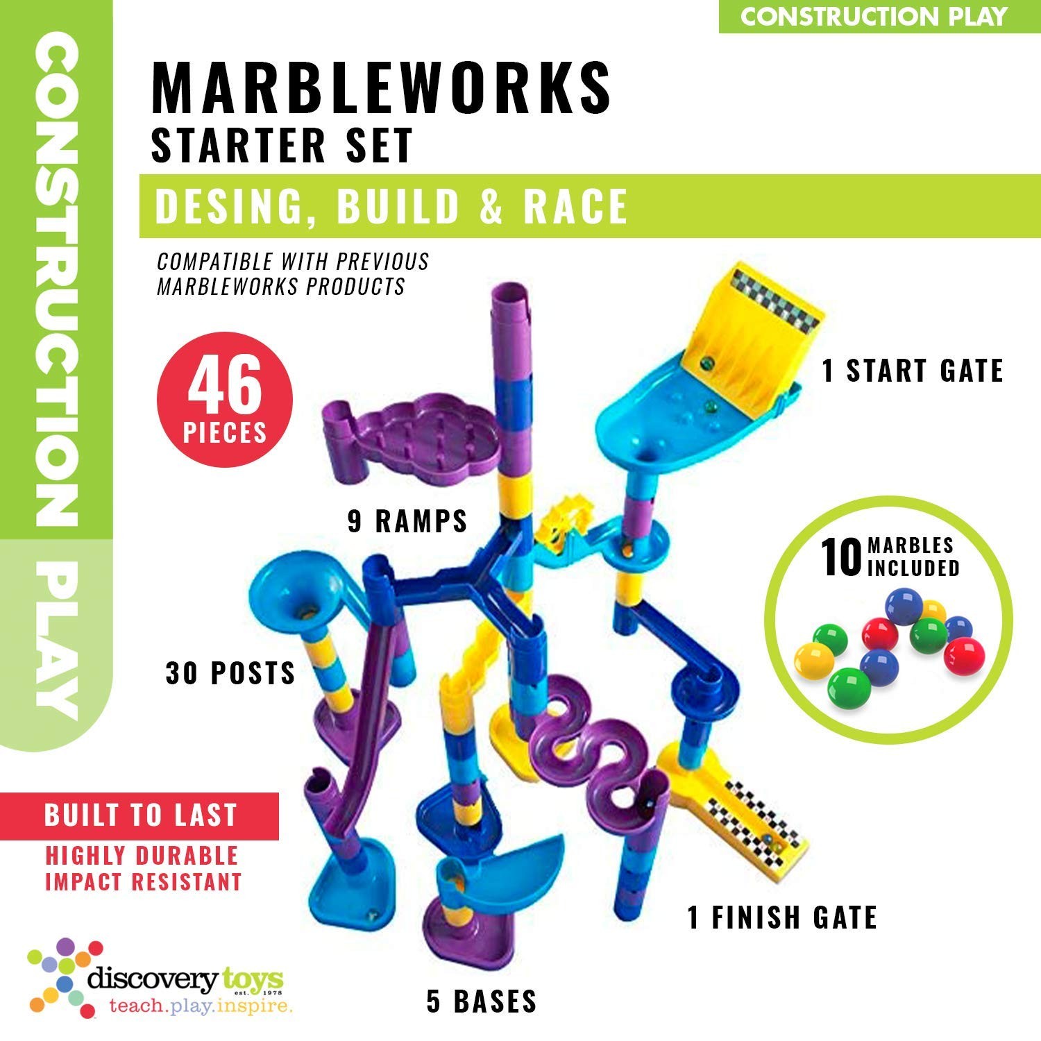 Discovery Toys MARBLEWORKS Marble Run Starter | Kid-Powered Learning | Small