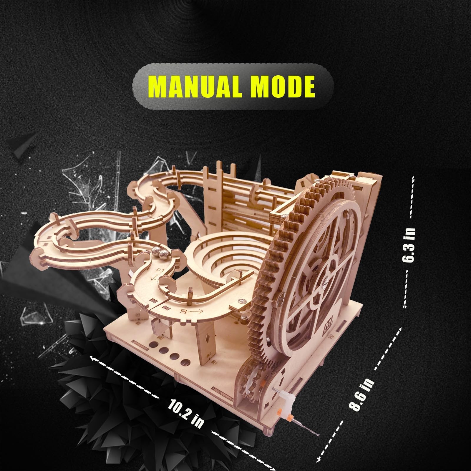3D Puzzle Wooden Marble Run for Adults DIY Mechanical 33 pieces, Brown