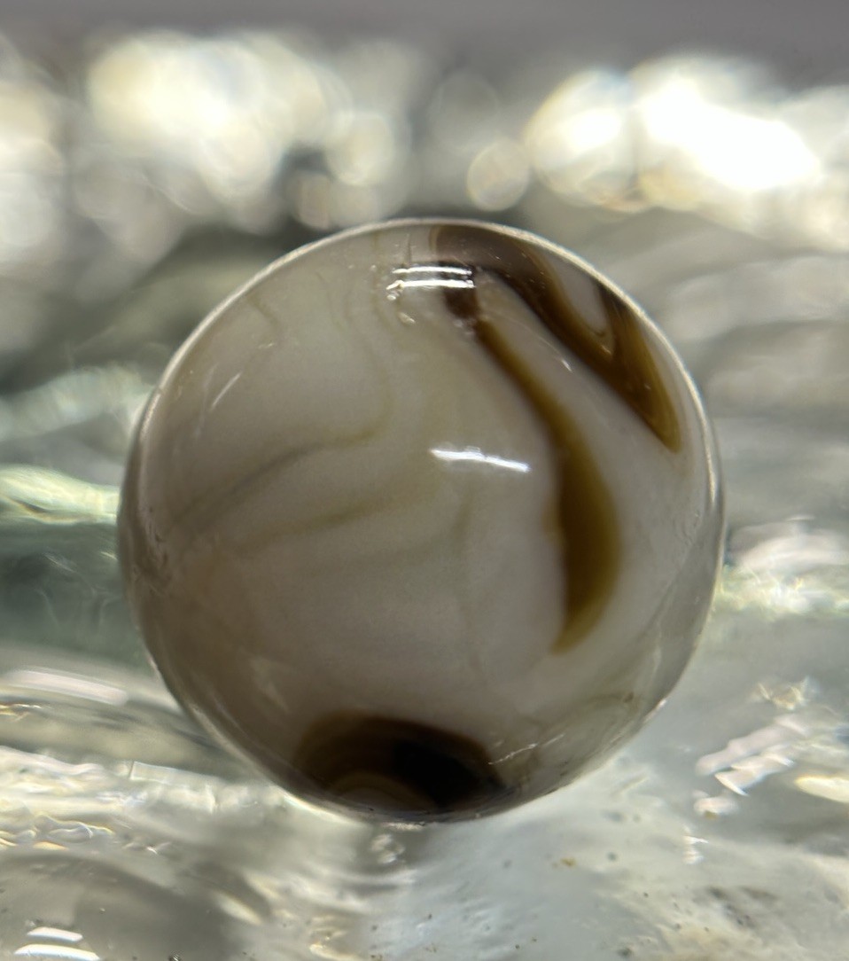 Vintage Alley Agate Pennsboro WV Swirl Marble .66” Mint Tan & Brown HTF Beauty