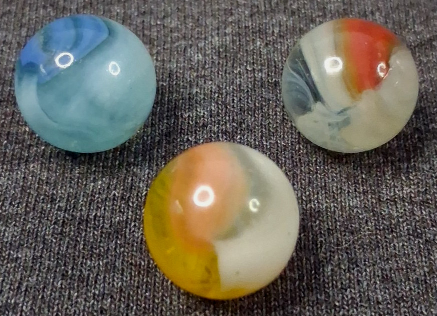 Vintage Vitro Agate Conqueror Marbles 5/8″ Set Of 3 All Mint Condition 426086