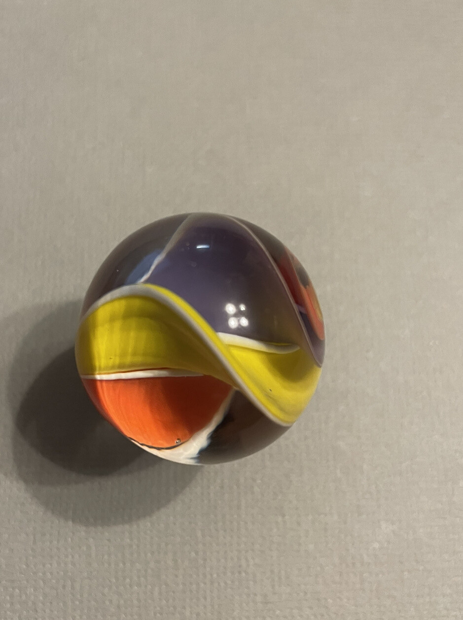 Multicolor Ribbon Core Marble Signed J.F. – Jody Fine or Fritz Possibly.