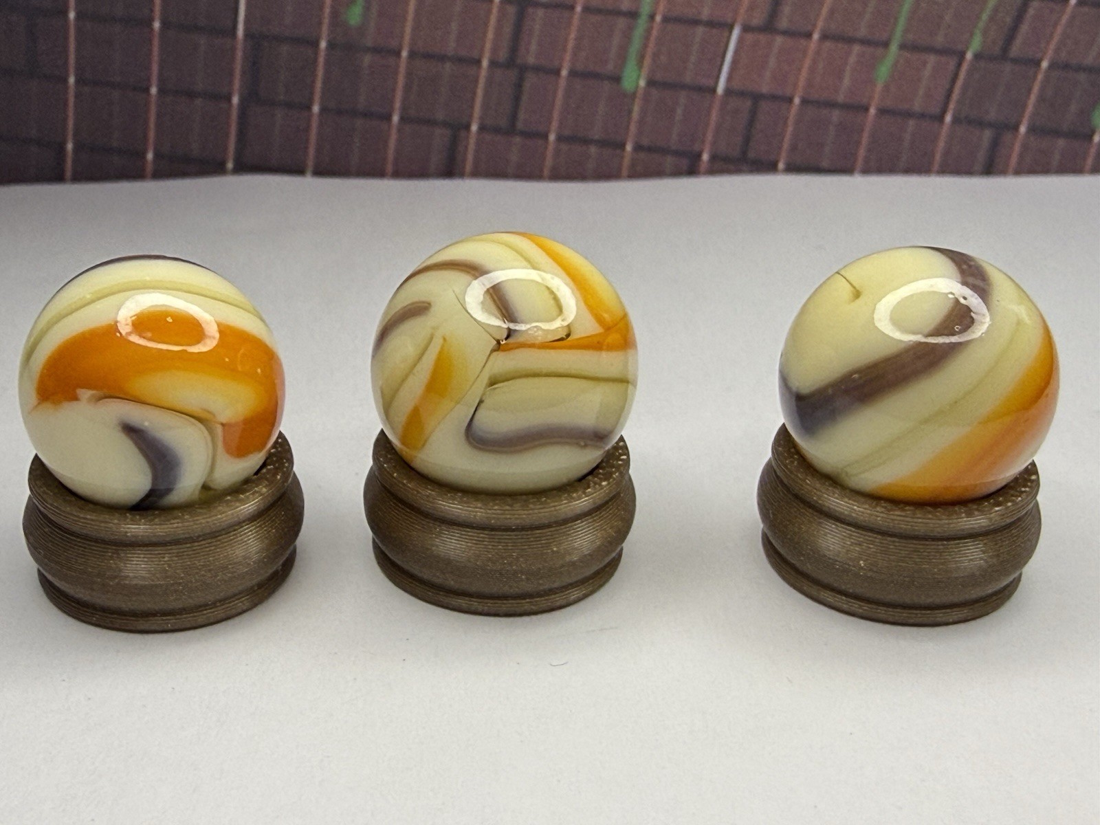 Three 5/8” Glass Marble With Displays lot #8890