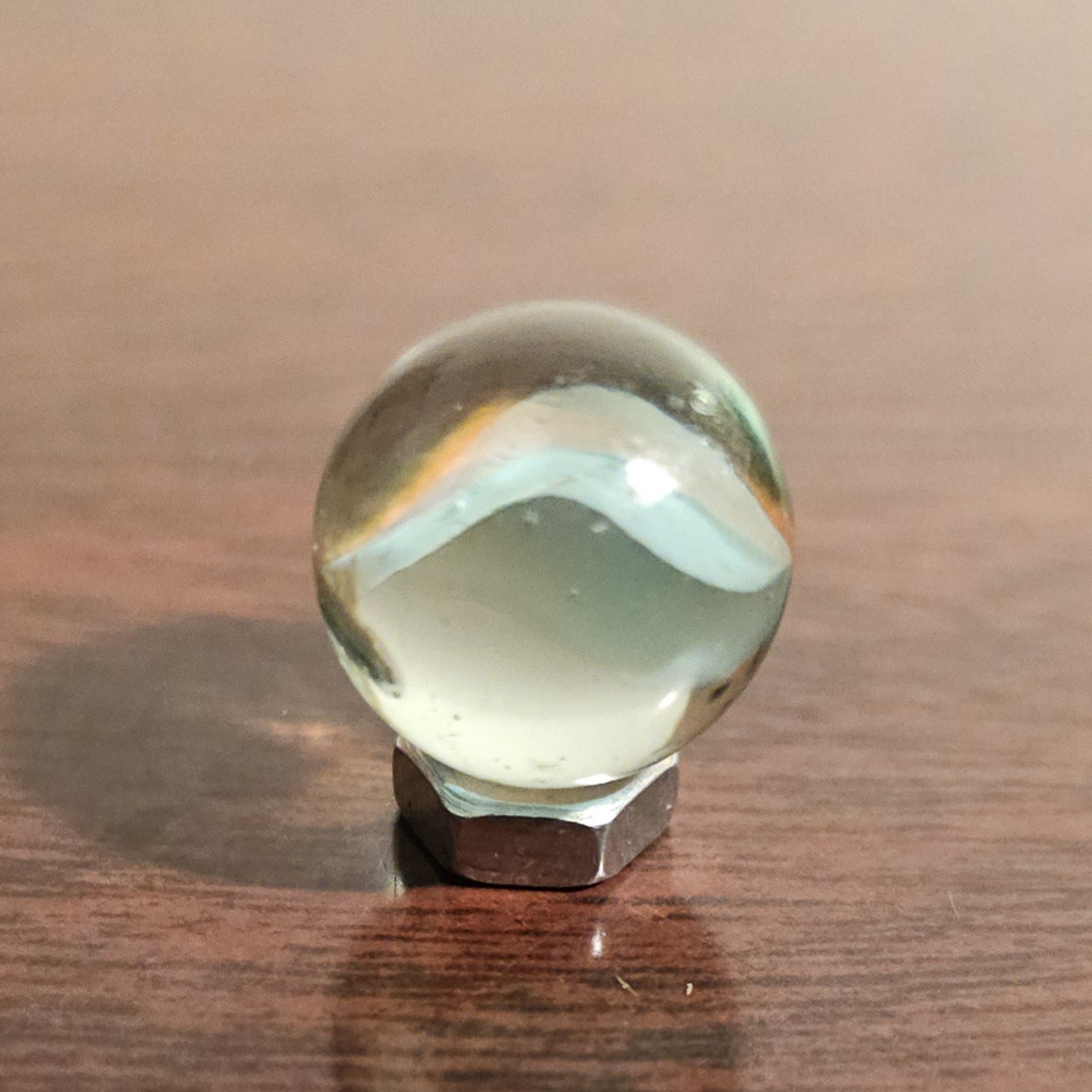 Vintage Red White Blue 3 Lobe Banana Cats Eye .593 Glass Marble
