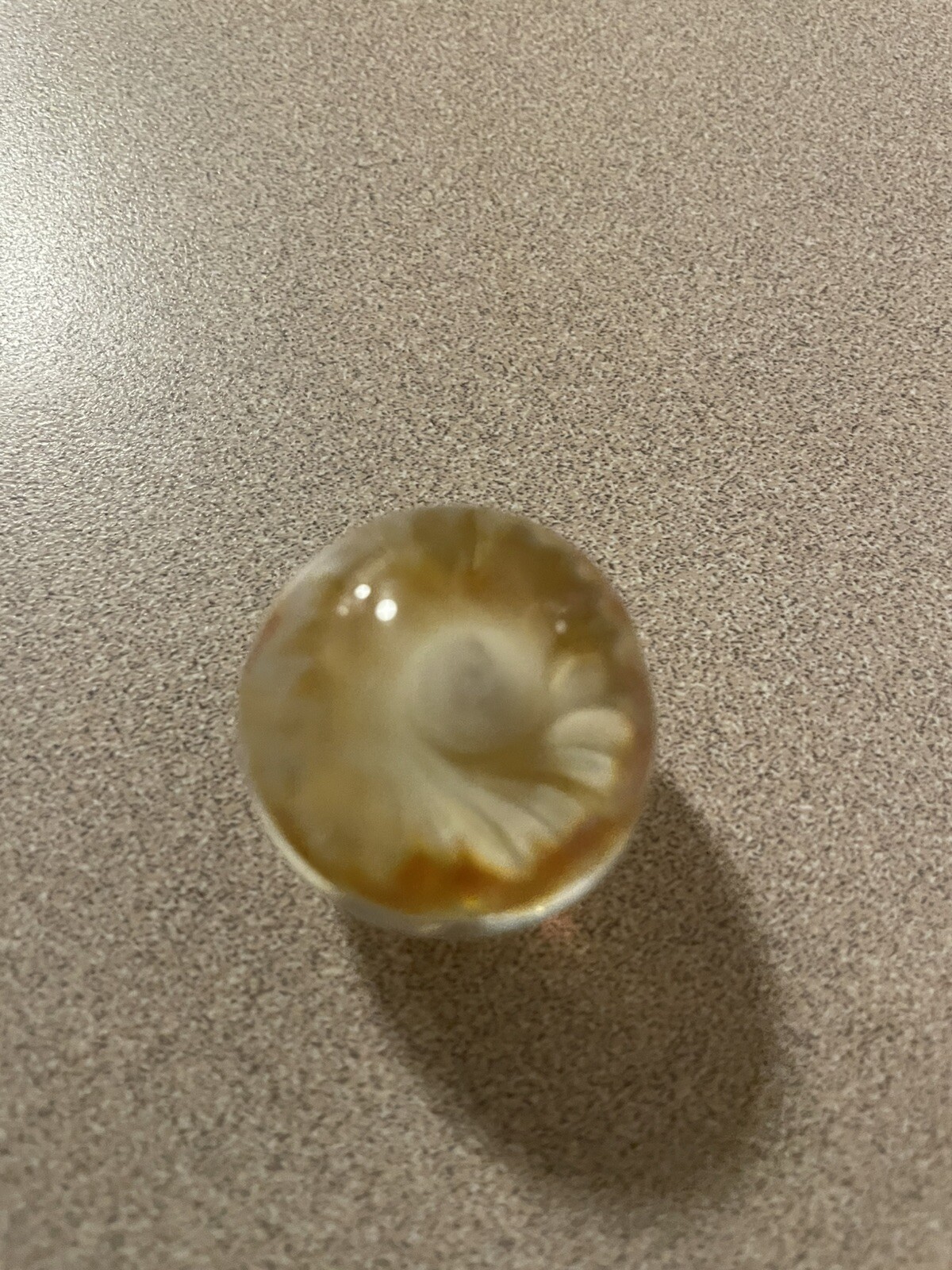 1 1/2 “ Tall Glass Marble , Two Tiny Chips On The Bottom Read Desc