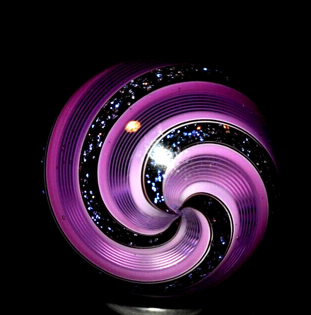 HOT HOUSE GLASS MARBLE/1.226″-LAVENDER & VIOLET DICHROIC JOSEPH’S COAT-FAST SHIP