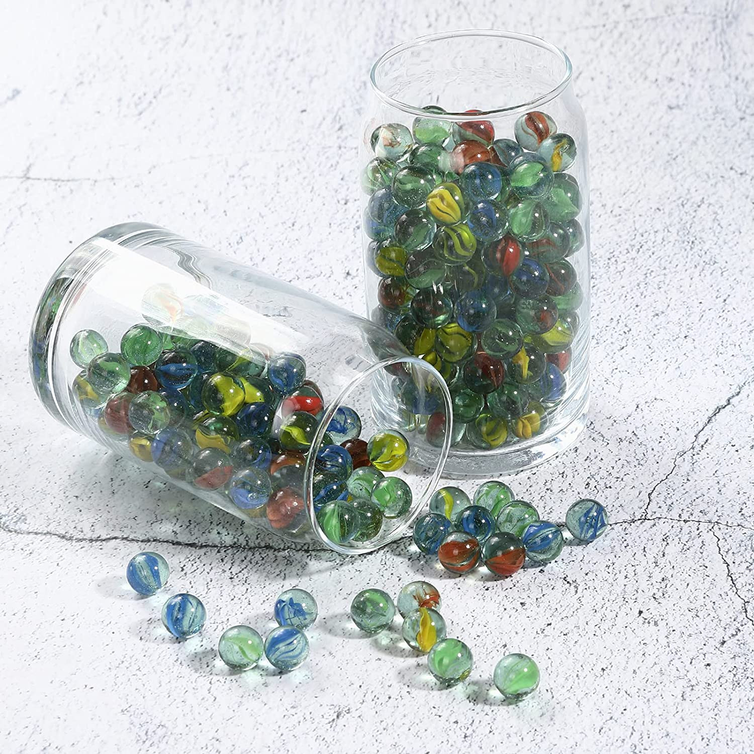 400 Pcs Color Mixing Glass Marbles ,9/16 Inch Bulk for Kids Marble Games,Diy and