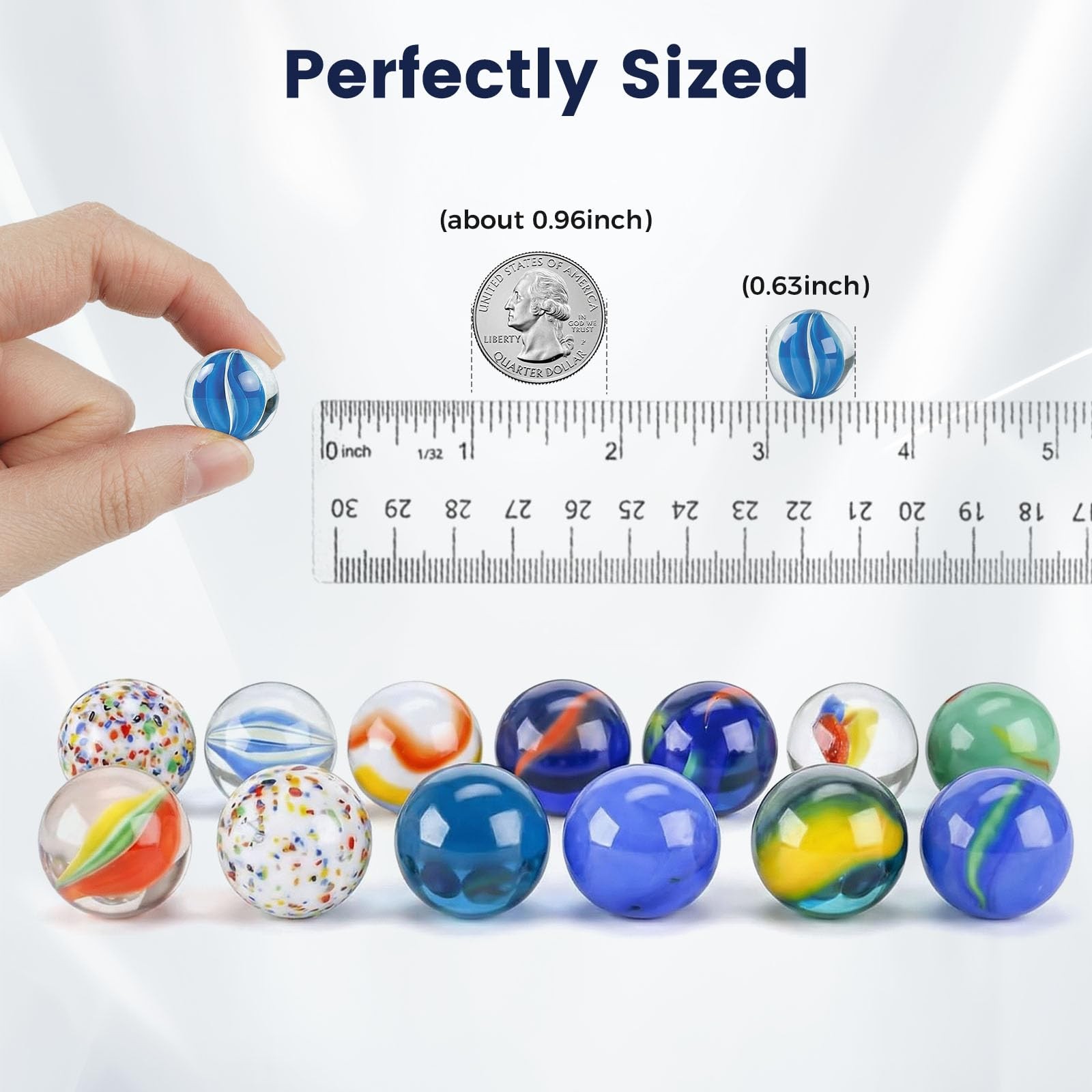 Glass Marbles 160PCS 0.63 inch Standard Size – Perfect for Games & Crafts