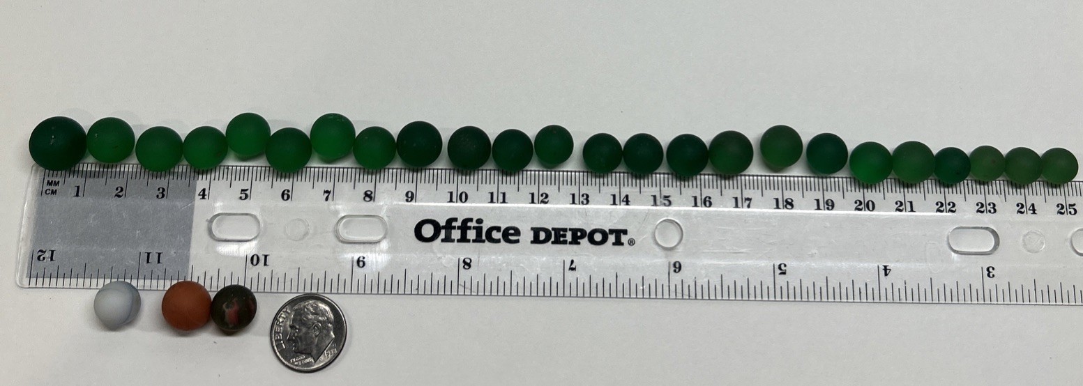 Lot Of 27 Tiny Antique Marble- 24 Green, 1 Orange, 2 Multi **Read