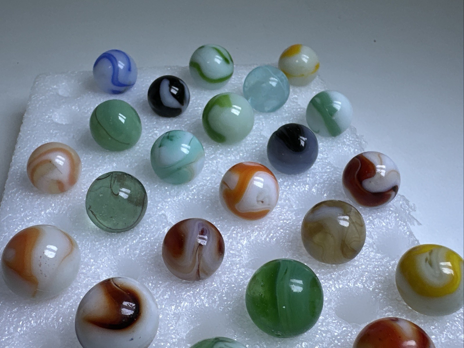 377 Lot Of 29 Vintage Heaton Agate Swirl Marbles!