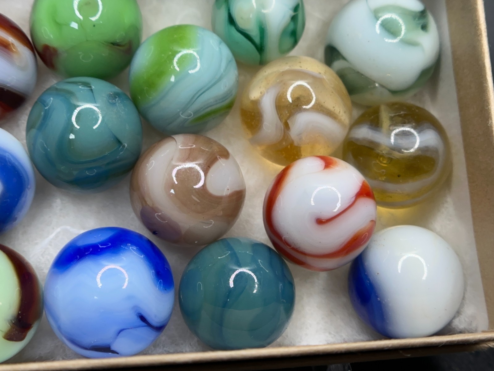 (15) Vintage Alley Agate Heaton Ravenswood Swirl Marbles Lot – Very Nice!