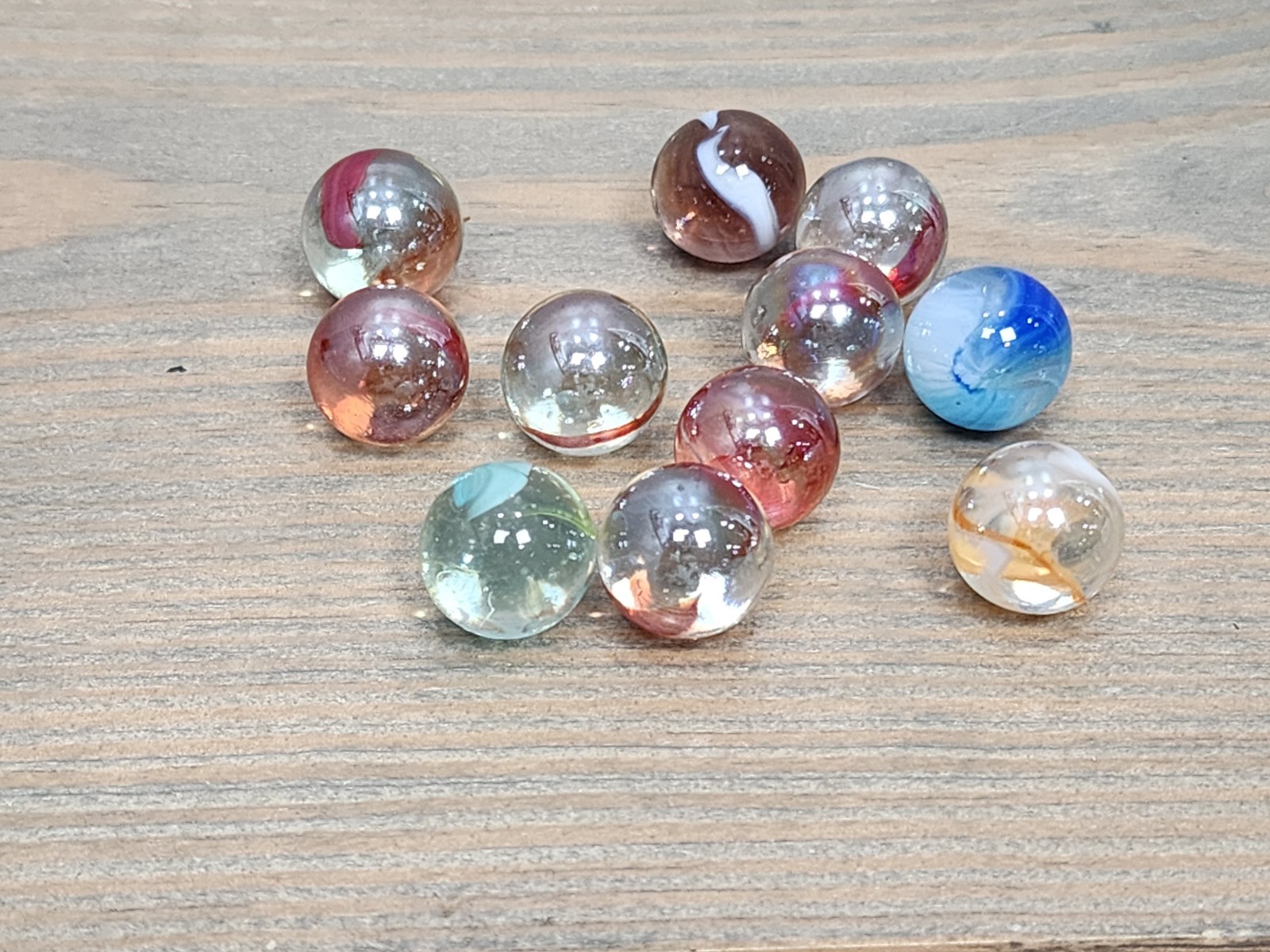 Lot Of 11 Vintage Marbles, Includes Cats Eye, Opaque