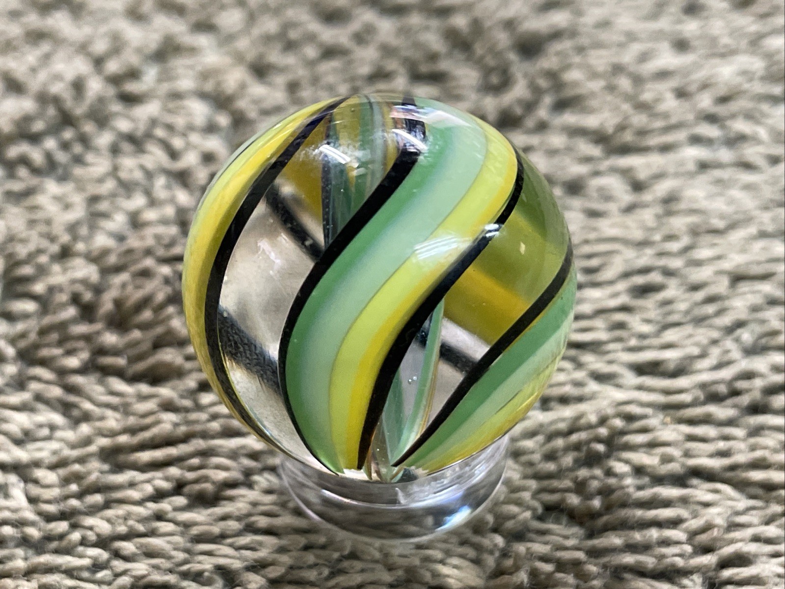 Handmade Contemporary Glass Art Marble .9” Spiral Dichroic Swirl
