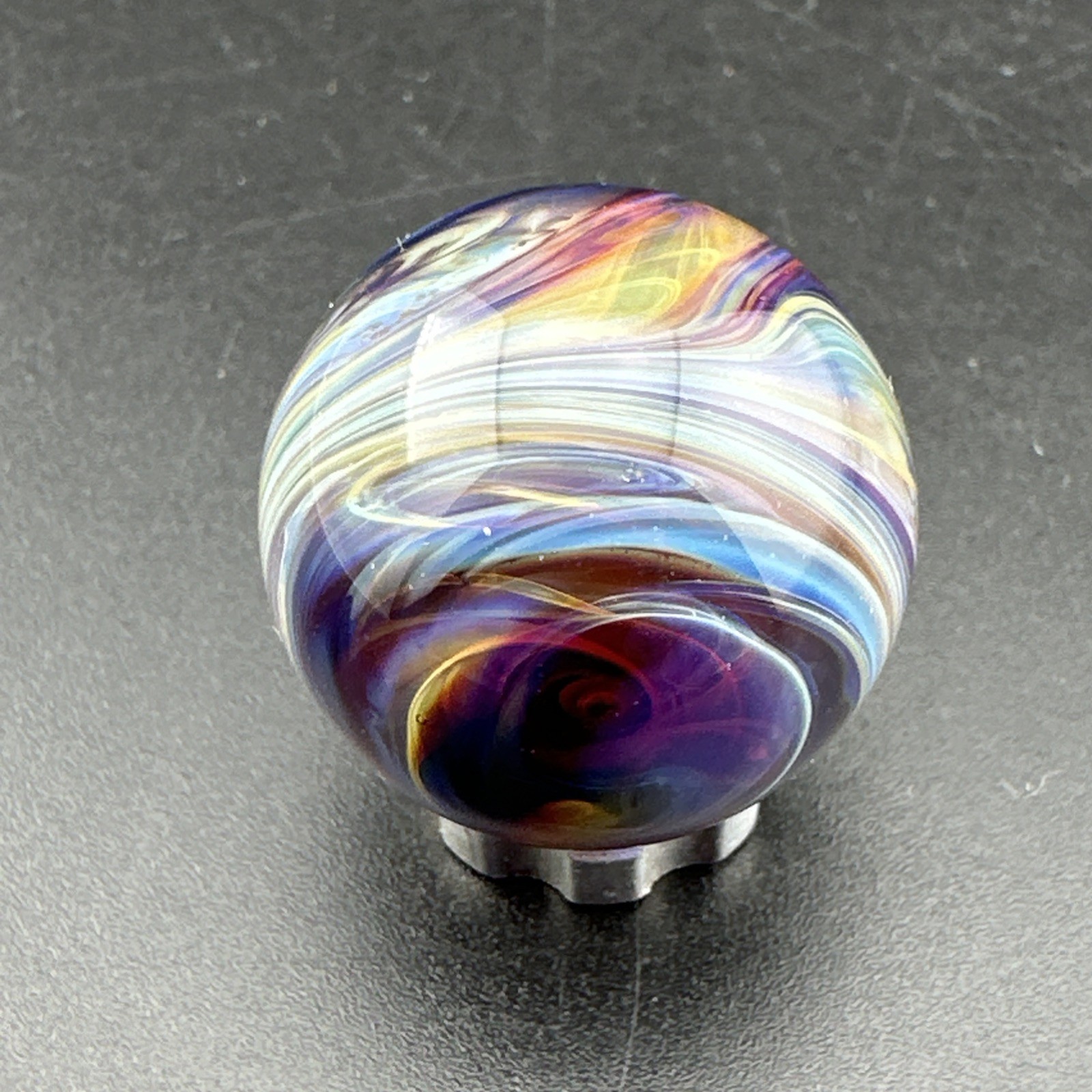 Contemporary Handmade Art Glass Marble .96″ Dreamy Chaos Swirly Color Boro MIB