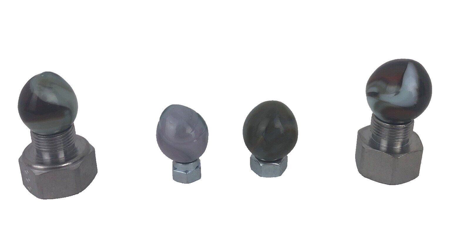 Vintage Pre 70s Marbles Qty 4 Egg Shape Marbles Swirl RARE Purple Brown Blue
