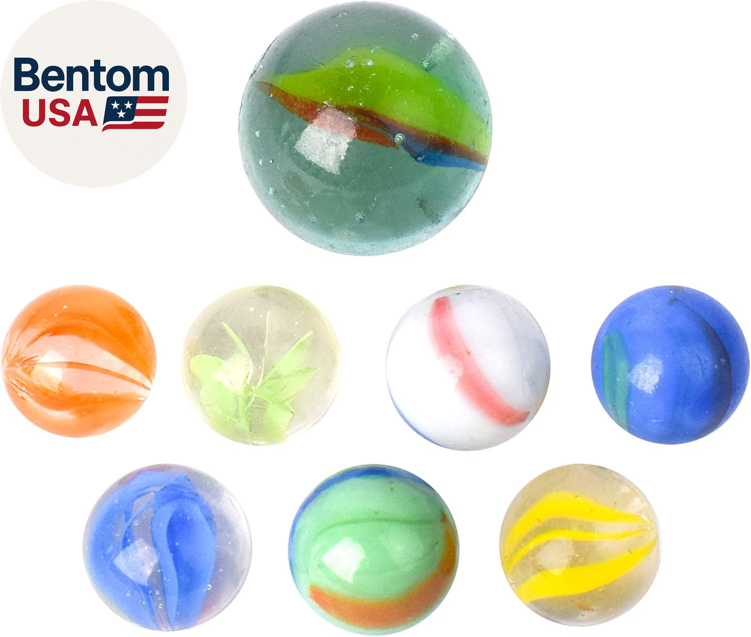 TOYMENDOUS 50 Piece Marbles – Colorful Glass Marble for Kids Games | 49 Player M
