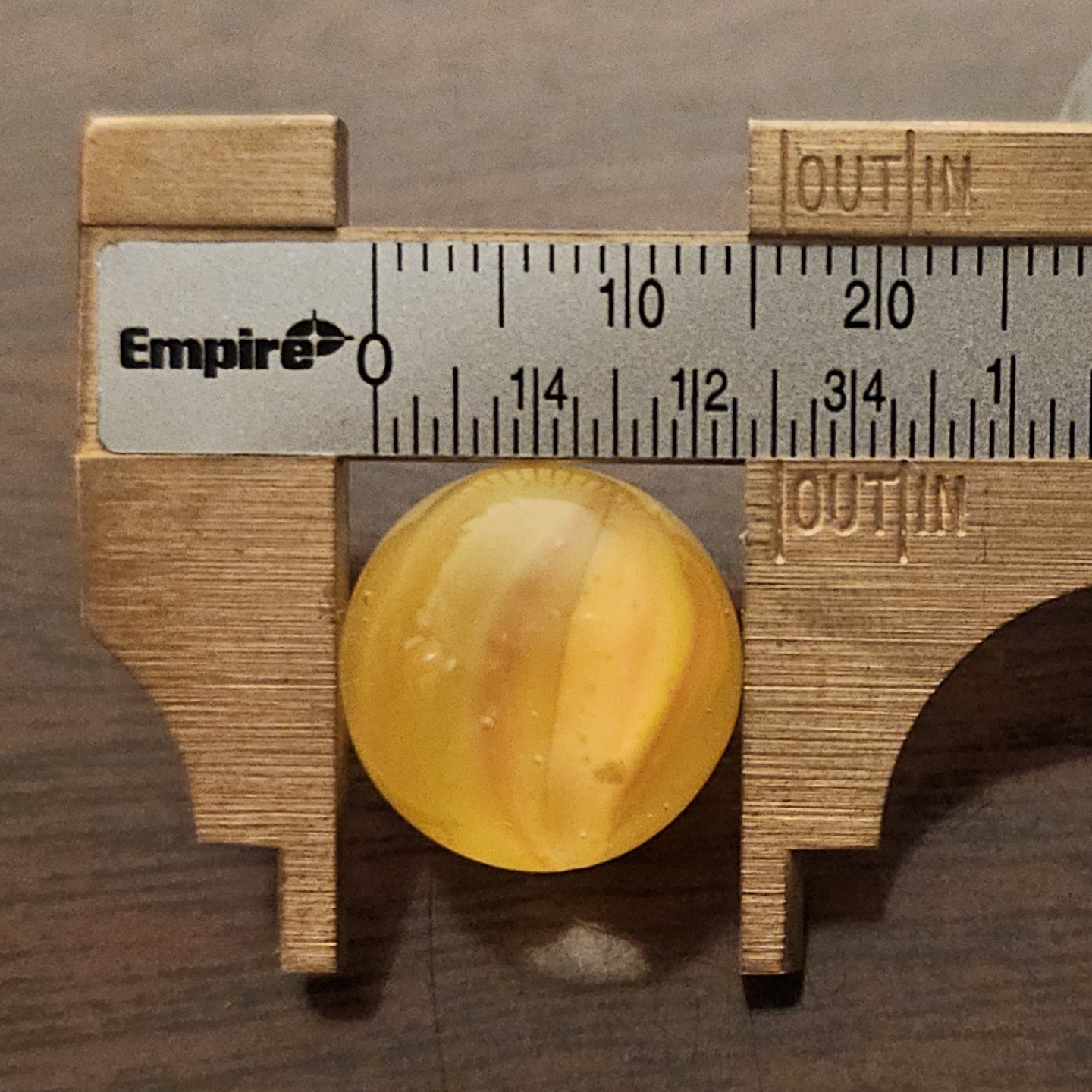 Vintage CE Bogard Cadmium Glow Yellow 4-Lobe Floppy .625″ Glass Marble