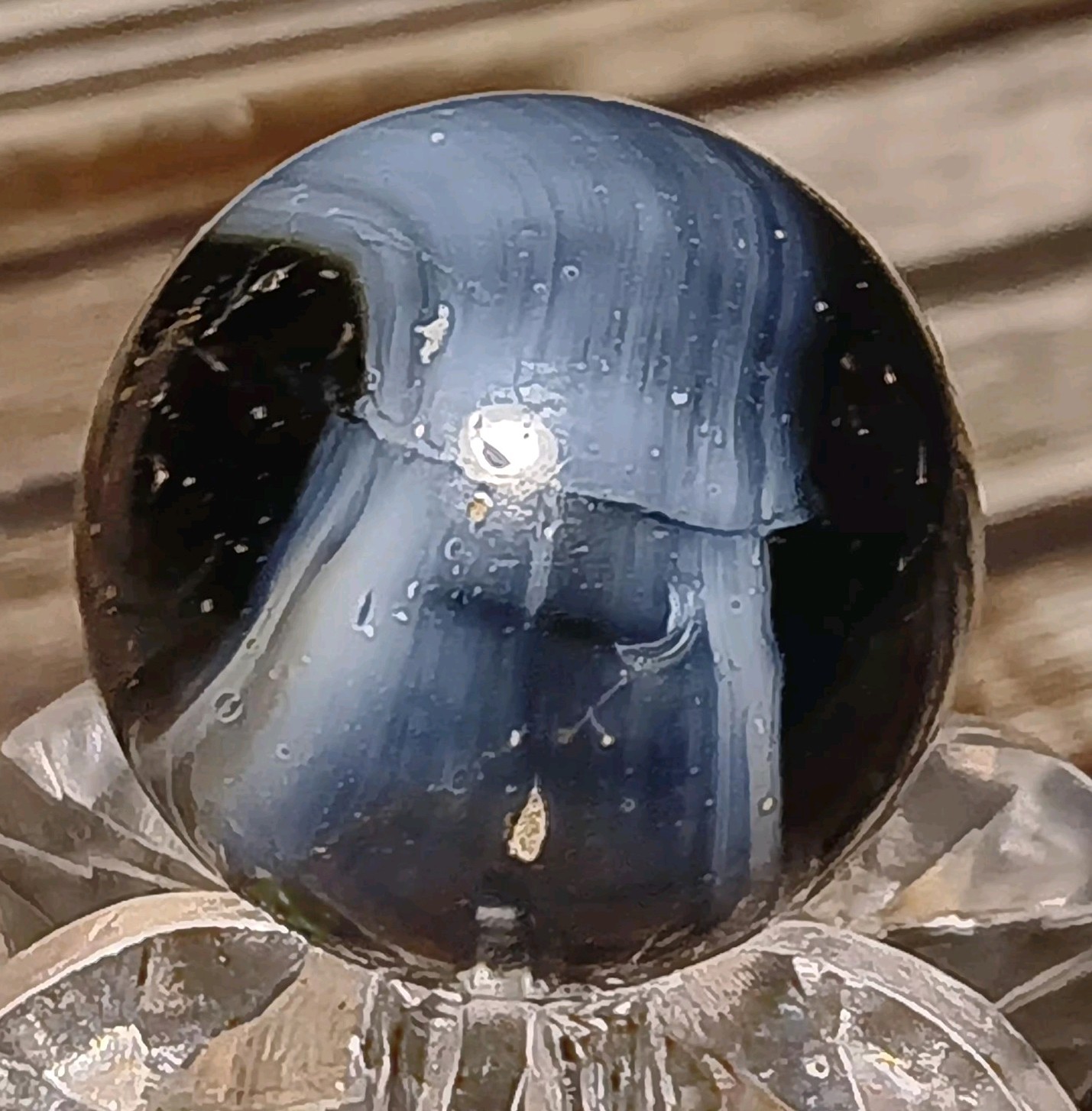 Peltier Glass “Skunk” Rainbo Marble. 5/8″ Near Mint.