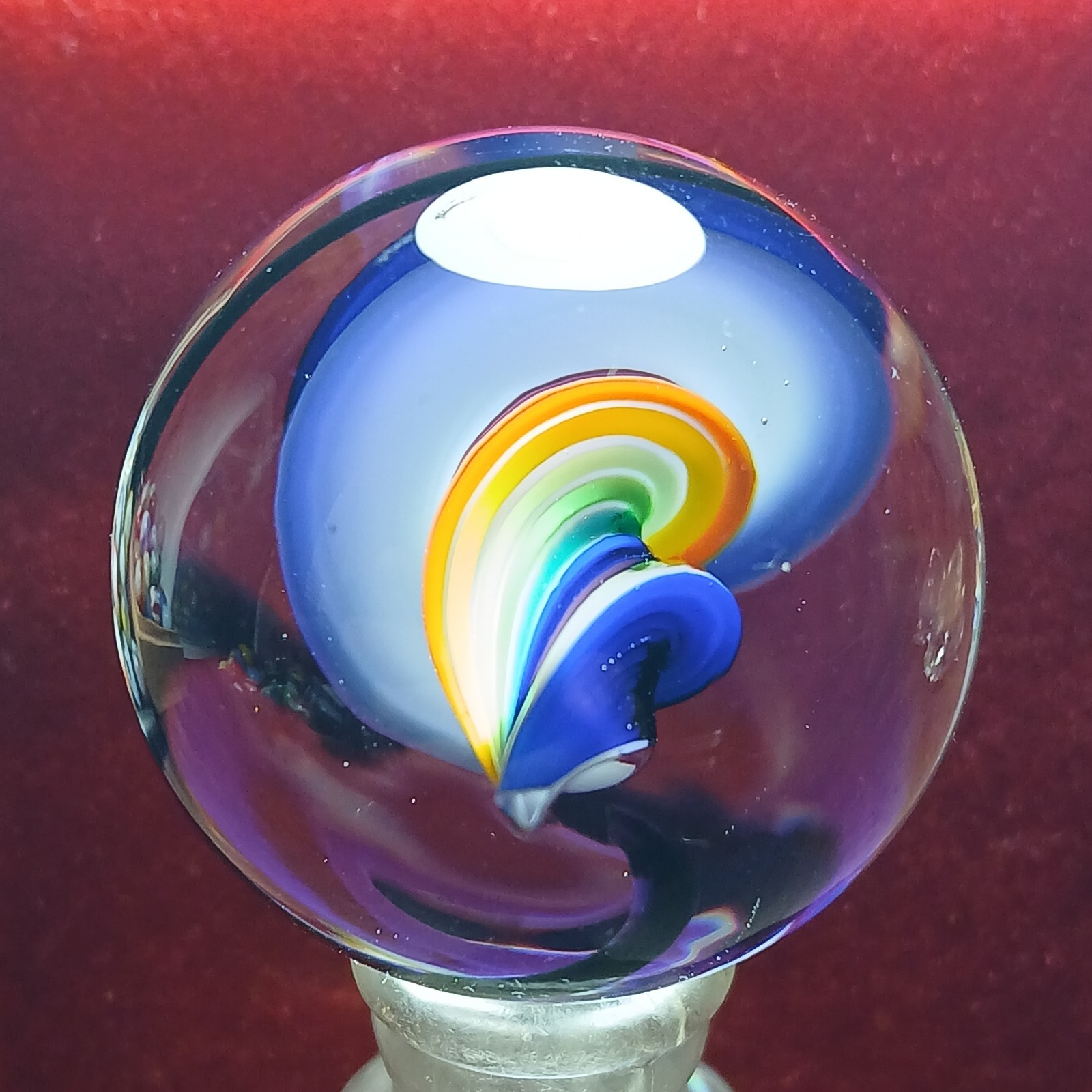 Mint *1 3/8″* Rainbow Multi Color Contemporary Swirl Marble! Fantastic. C Pics