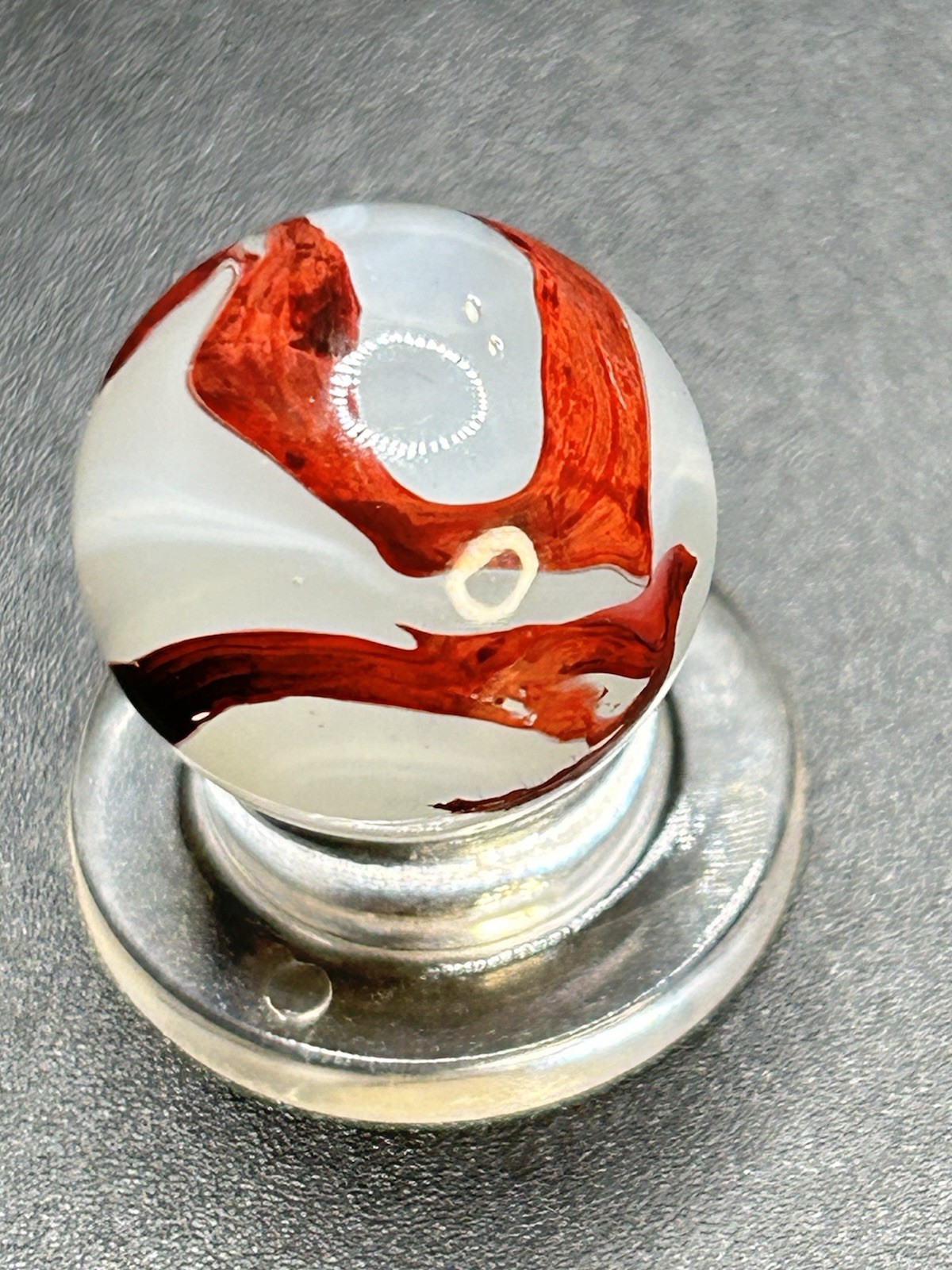 Vintage Akro Agate Silver Oxblood Marble Thick Oxblood Pattern 0.629”