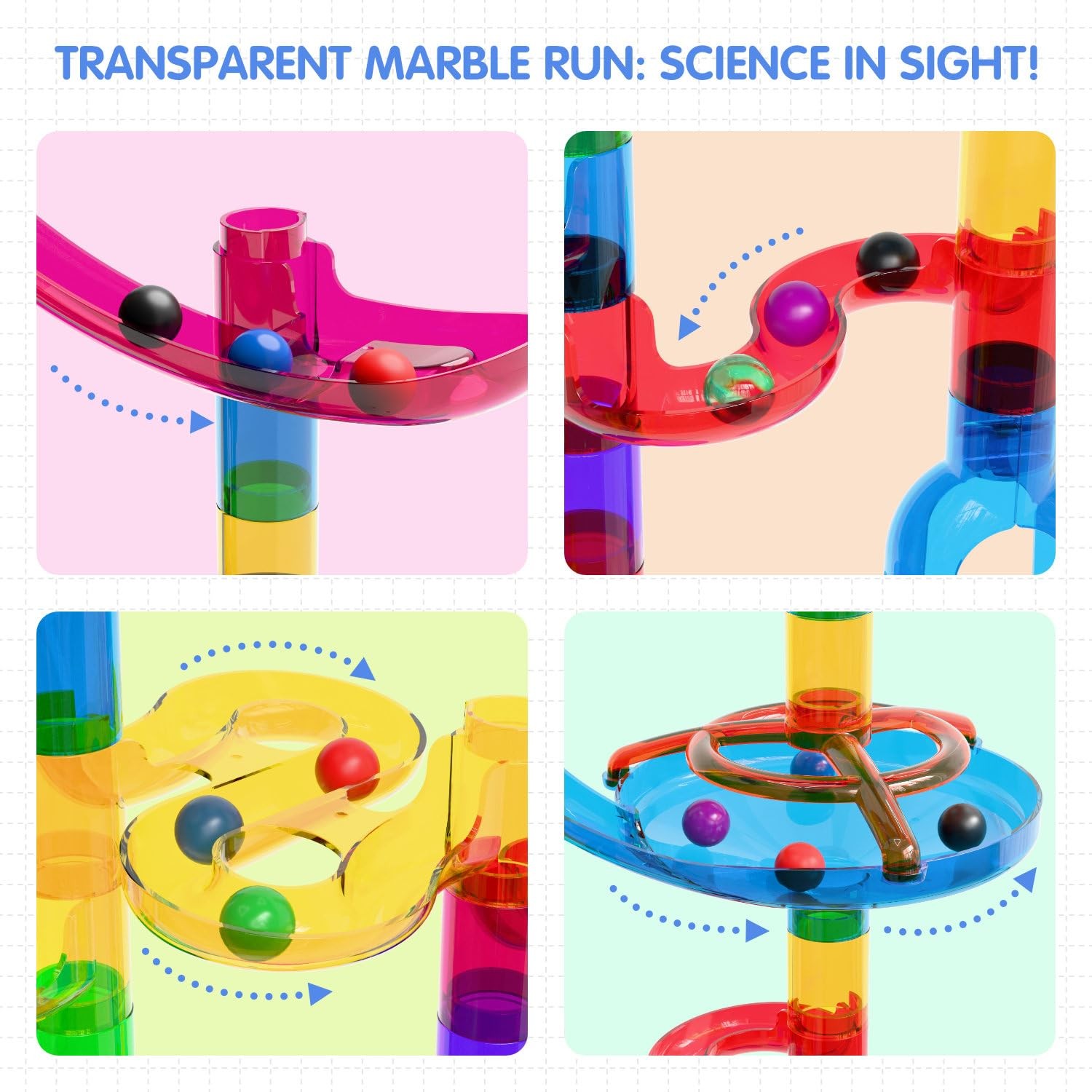 Ifollower Marble Run, 150Pcs Mable Track Race Toys for Kid, Upgrade Marble Maze