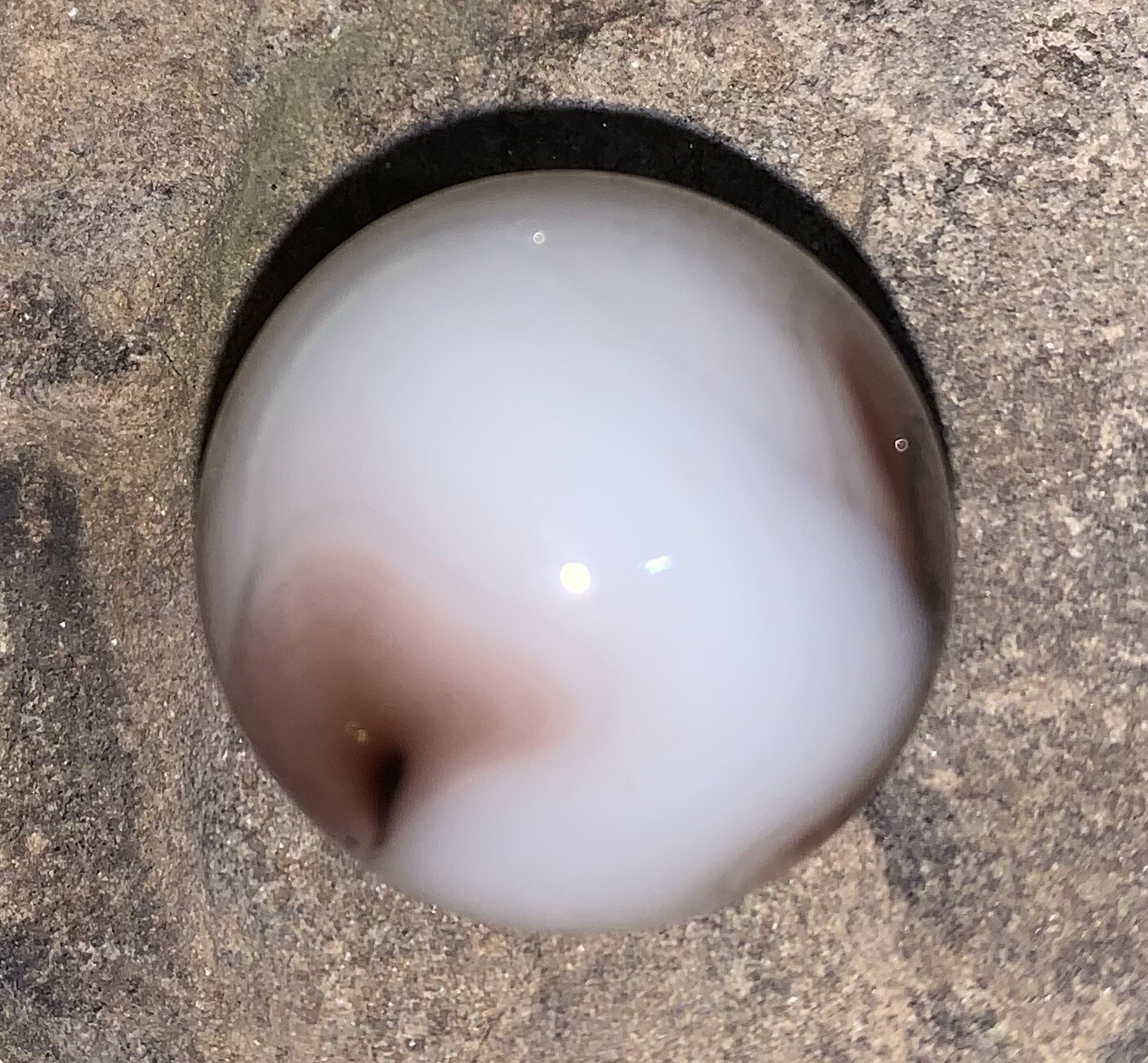 White & Brown Swirl Marble. Rare. 1″