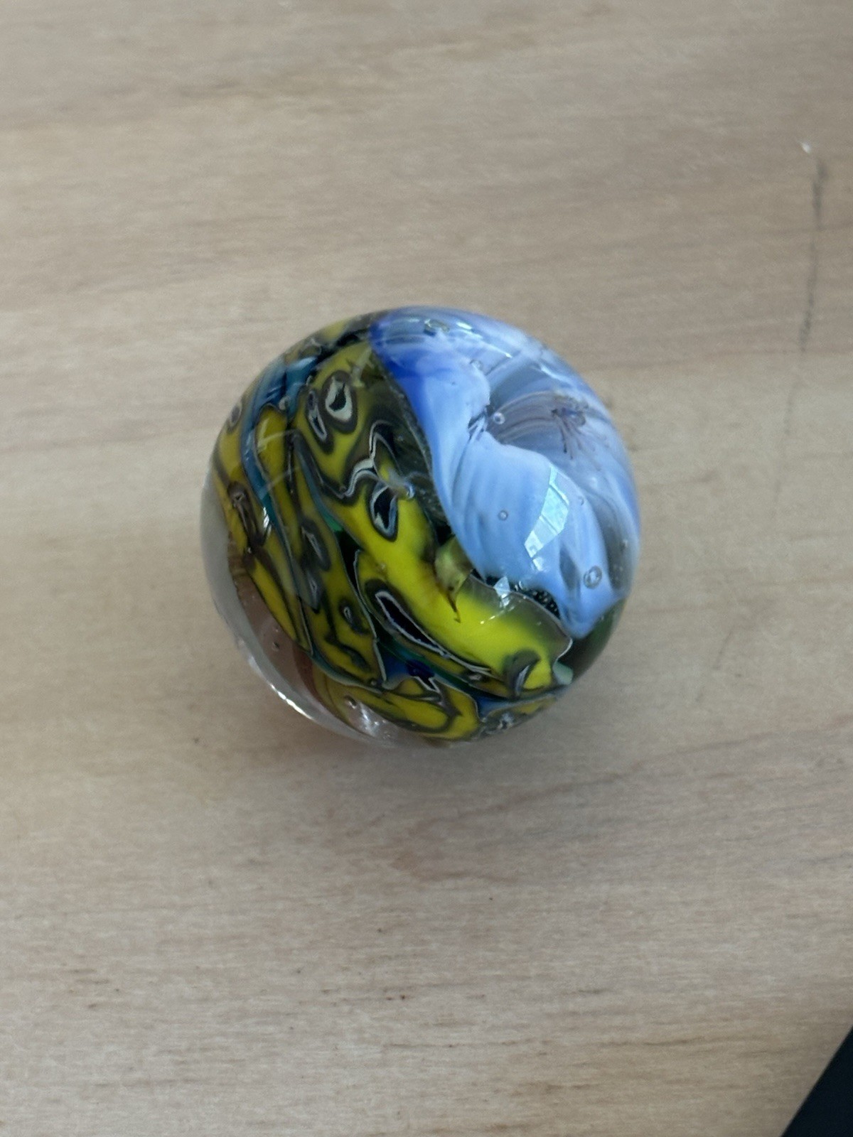 handmade art glass marble “Bi Polar Number 772” By Sara Sally LaGrand