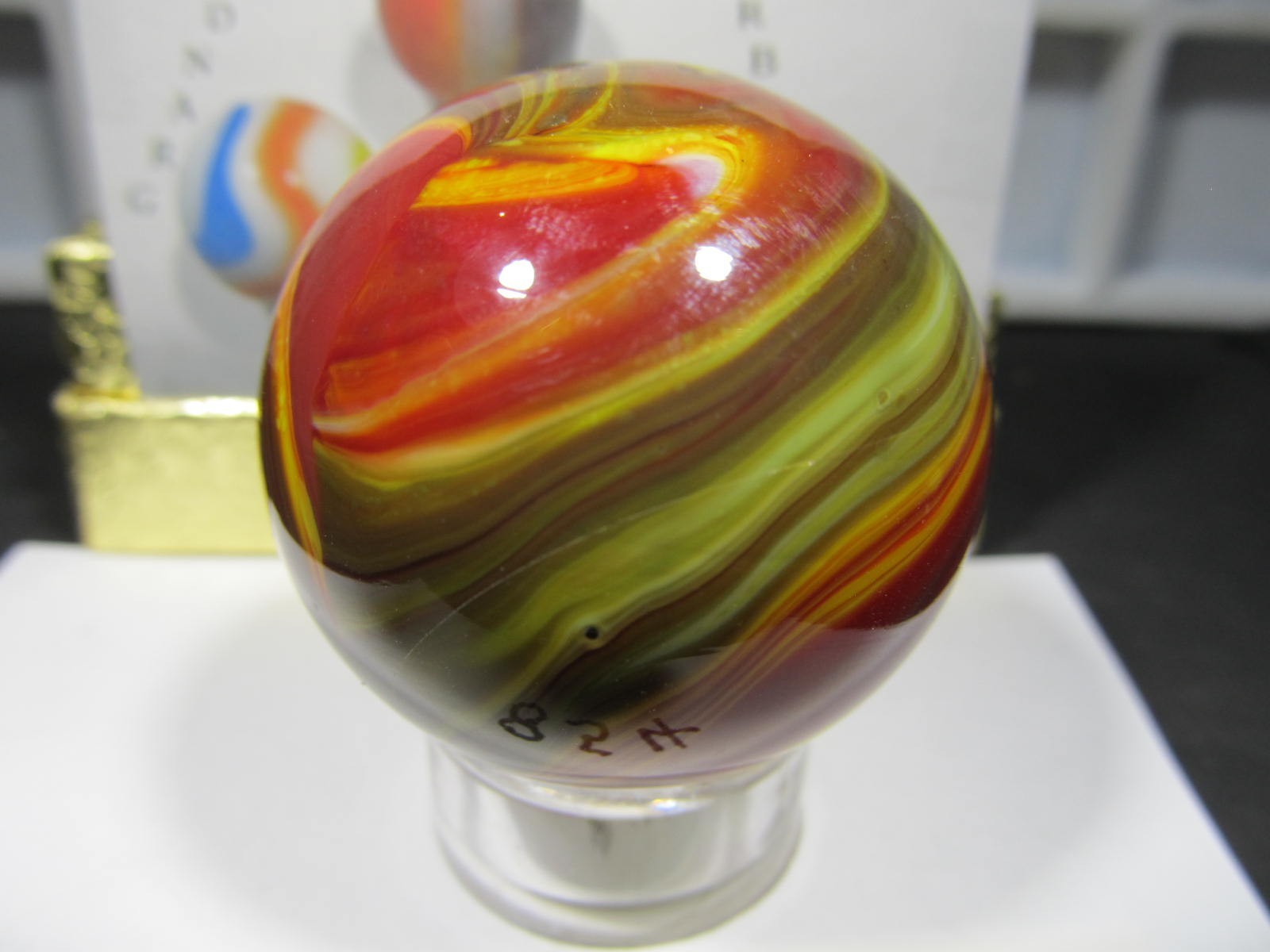 ABSOLUTELY ONE OF KIND SAM HOGUE INDIAN BLANKET MARBLE-1/ 5/8″ MINT