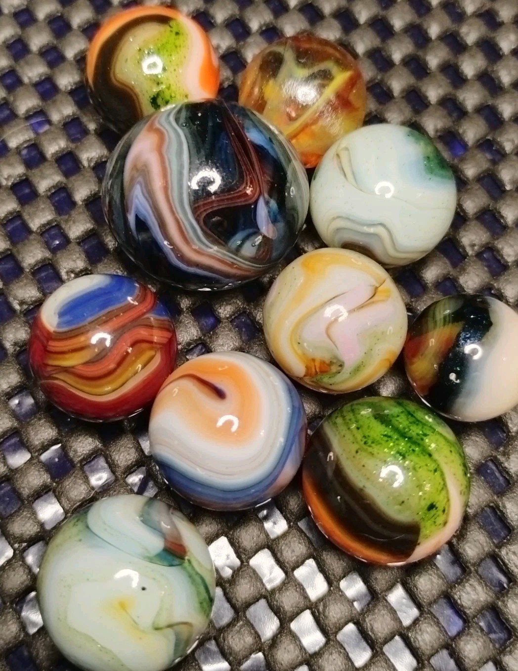 1.03″-.61″ JABO/D.A.S. MARBLES LOT OF 10🔥 -SWIRL TOYS MINT-/NM