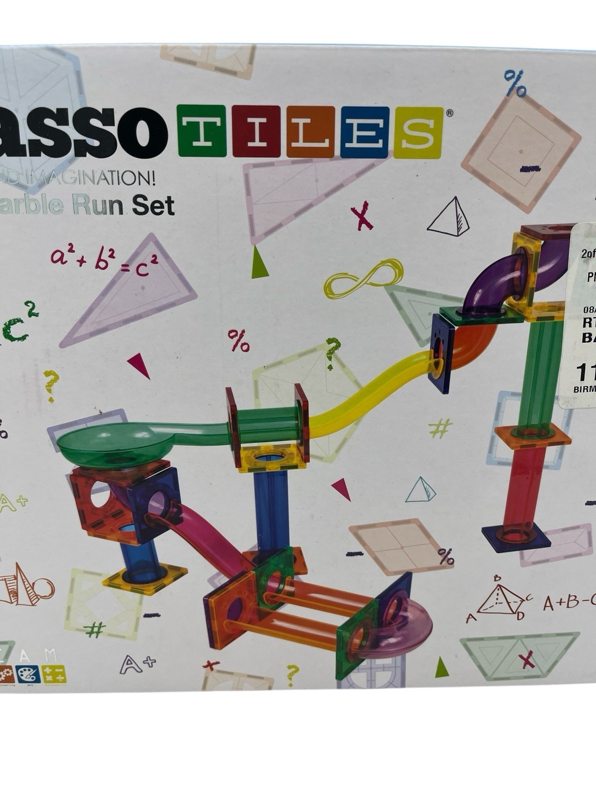 Picasso Tiles 50pcs Magnetic Tiles 13.25 9.38 3.25in 50 Piece Marble Run Set