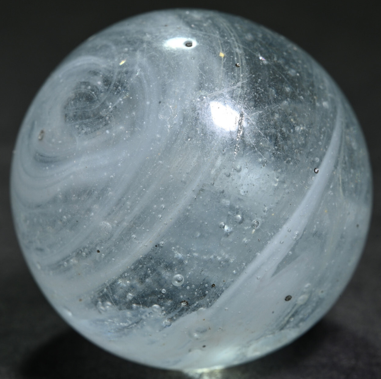 Big Spiralling Greiner Antique German Handmade Marble Early 1860s 23.6mm 29/32″