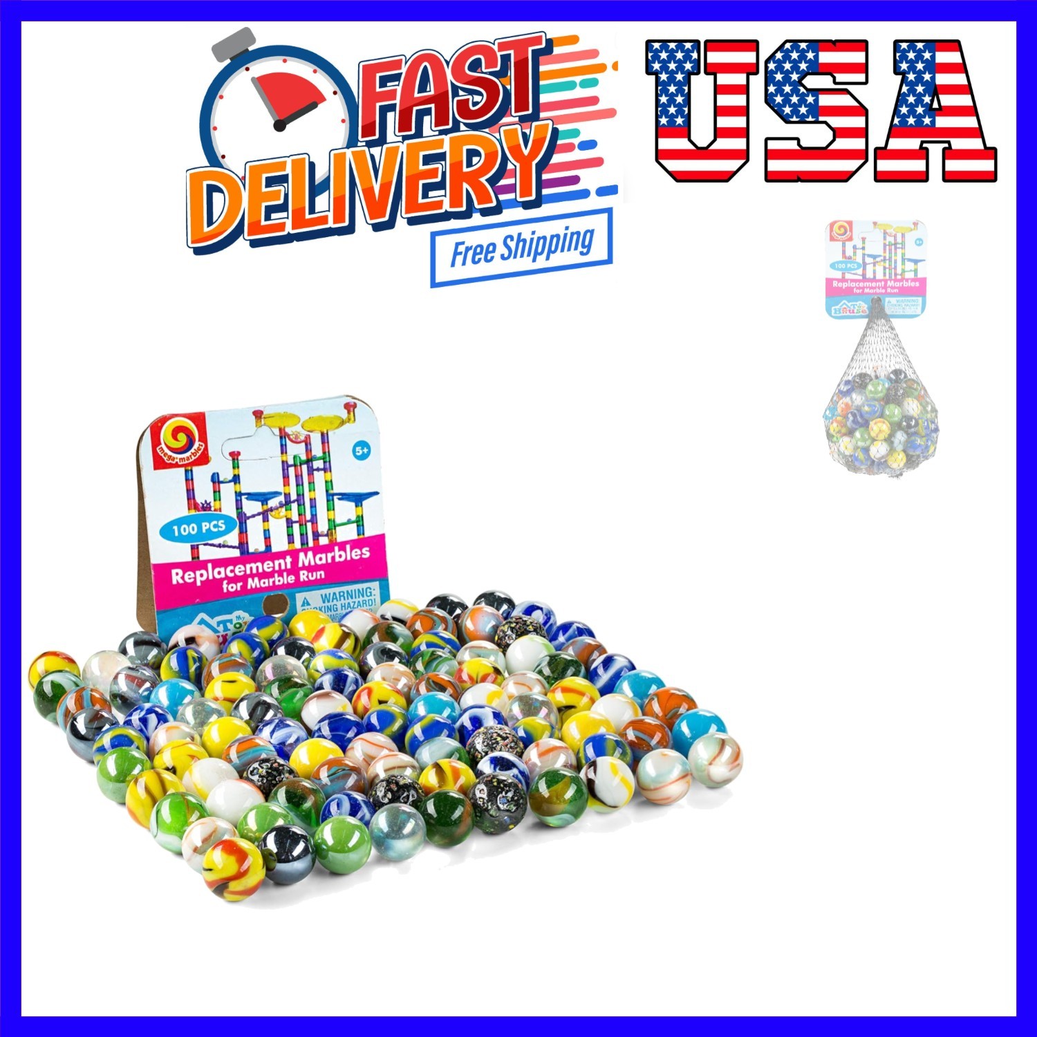 Replacement Marbles for Marble Run – Set of 100 – Assorted Colors – Size 9/16…
