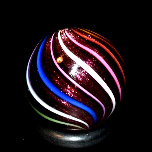 ROLF WALD GLASS MARBLE/.836″-BURGUNDY DICHROIC BEACHBALL-WORLDWIDE FAST SHIP