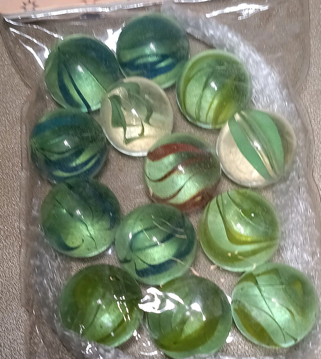 DAISO Green Swirl Glass Marbles Pack Set Machine Made HR-16-10